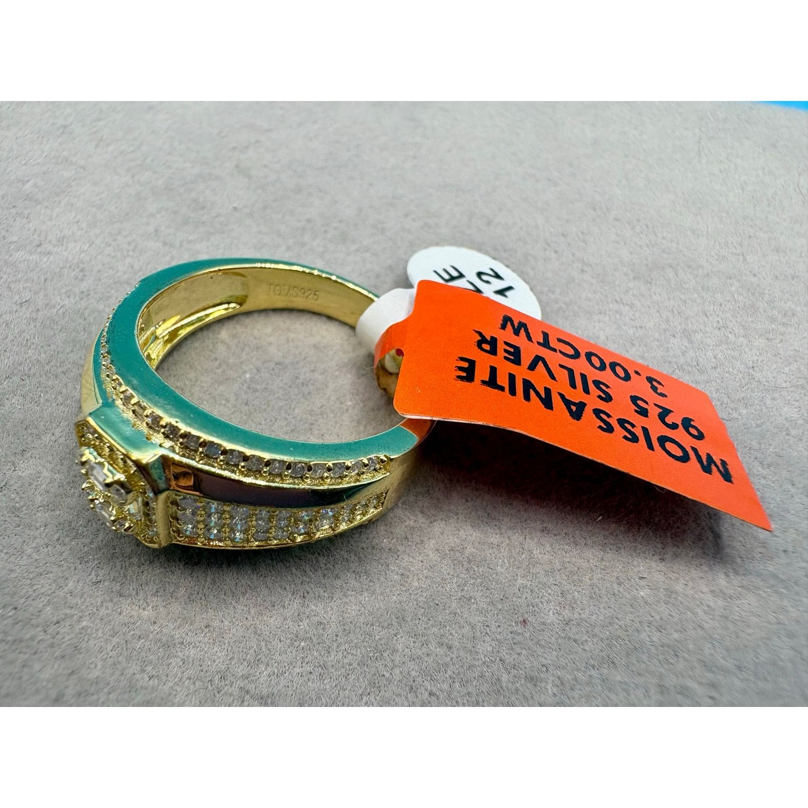 Jewelry Sz 12 - 3CTW Moissanite Gold Over 925 Silver Stamped Ring Size ONE SIZE - 6 Thumbnail