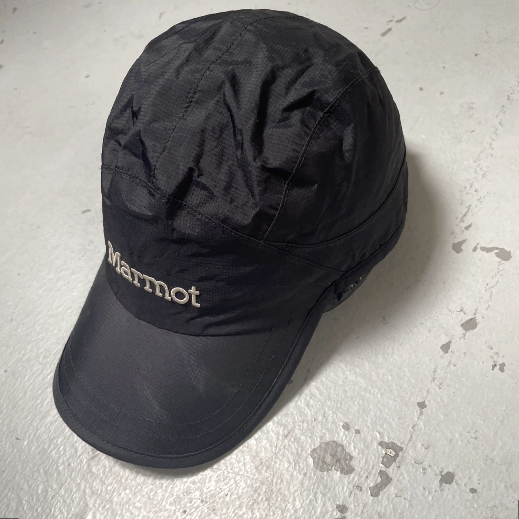 Marmot Marmot 5 Panel Black Nylon Ripstop Cap Strapback OS Outdoor Hiking Camp Gorp 90s Y2K Unisex Adults Size ONE SIZE - 6 Thumbnail