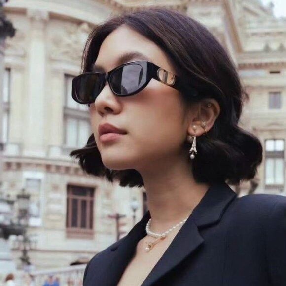 Dior Dior 30MONTAIGNE S9U 10A0 Sunglasses Black Oval Frame Size ONE SIZE - 8 Thumbnail