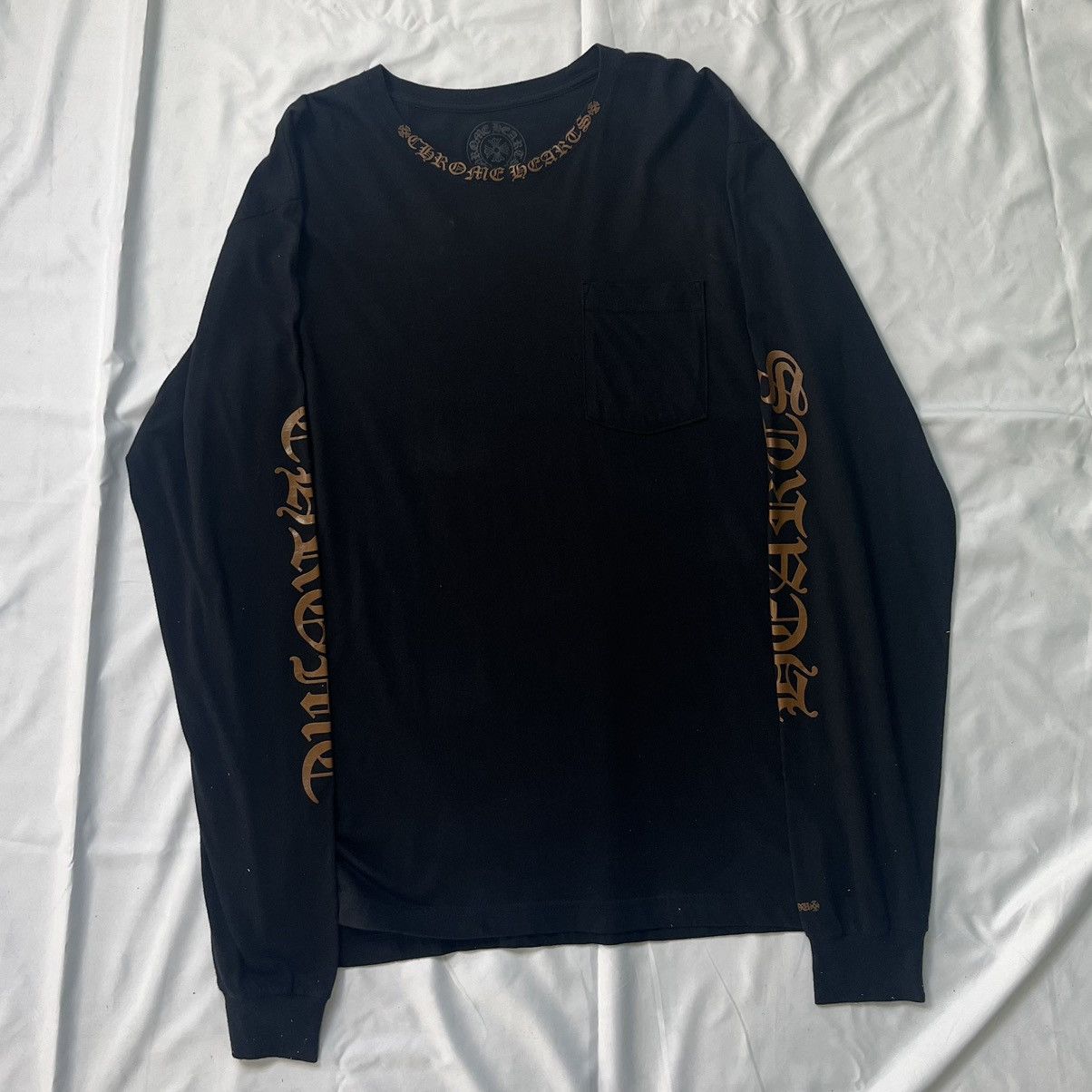 Chrome Hearts Chrome Hearts Bronze Neck Letters Black Long Sleeve