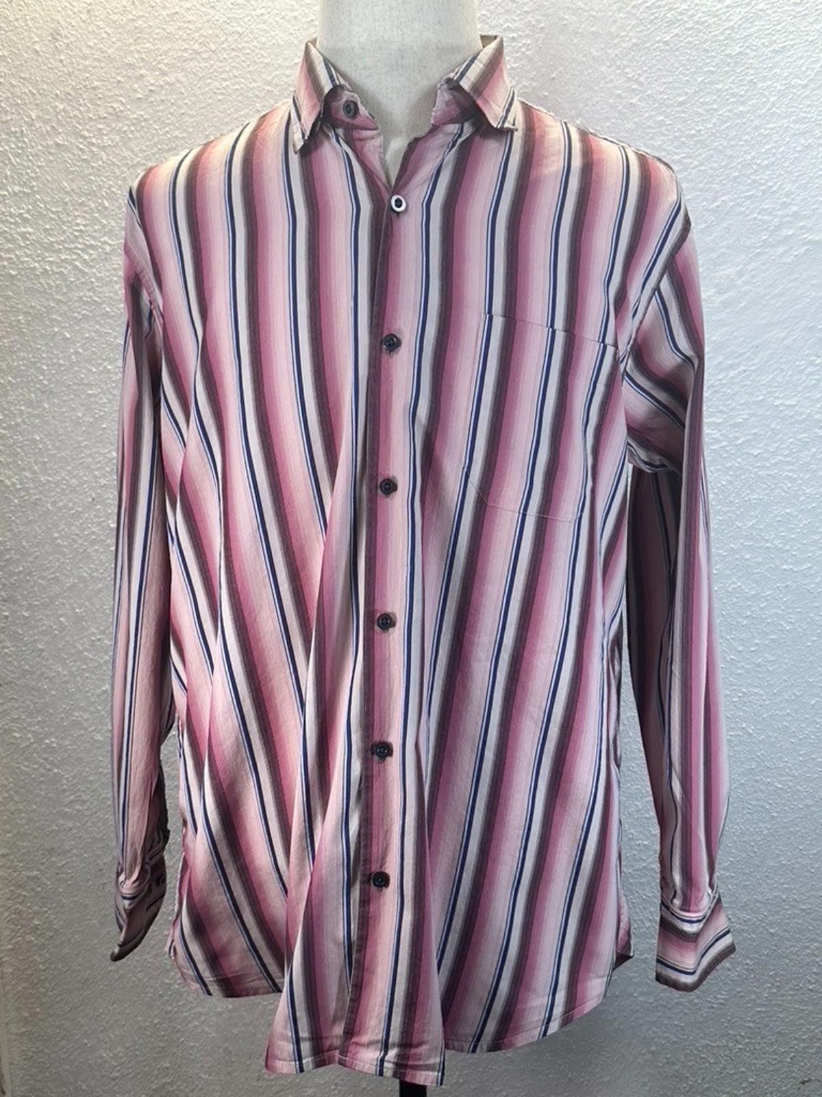 Tommy Bahama Tommy Bahama Men's Large Red Striped Long Sleeve Shirt Size US L / EU 52-54 / 3 - 1 Thumbnail
