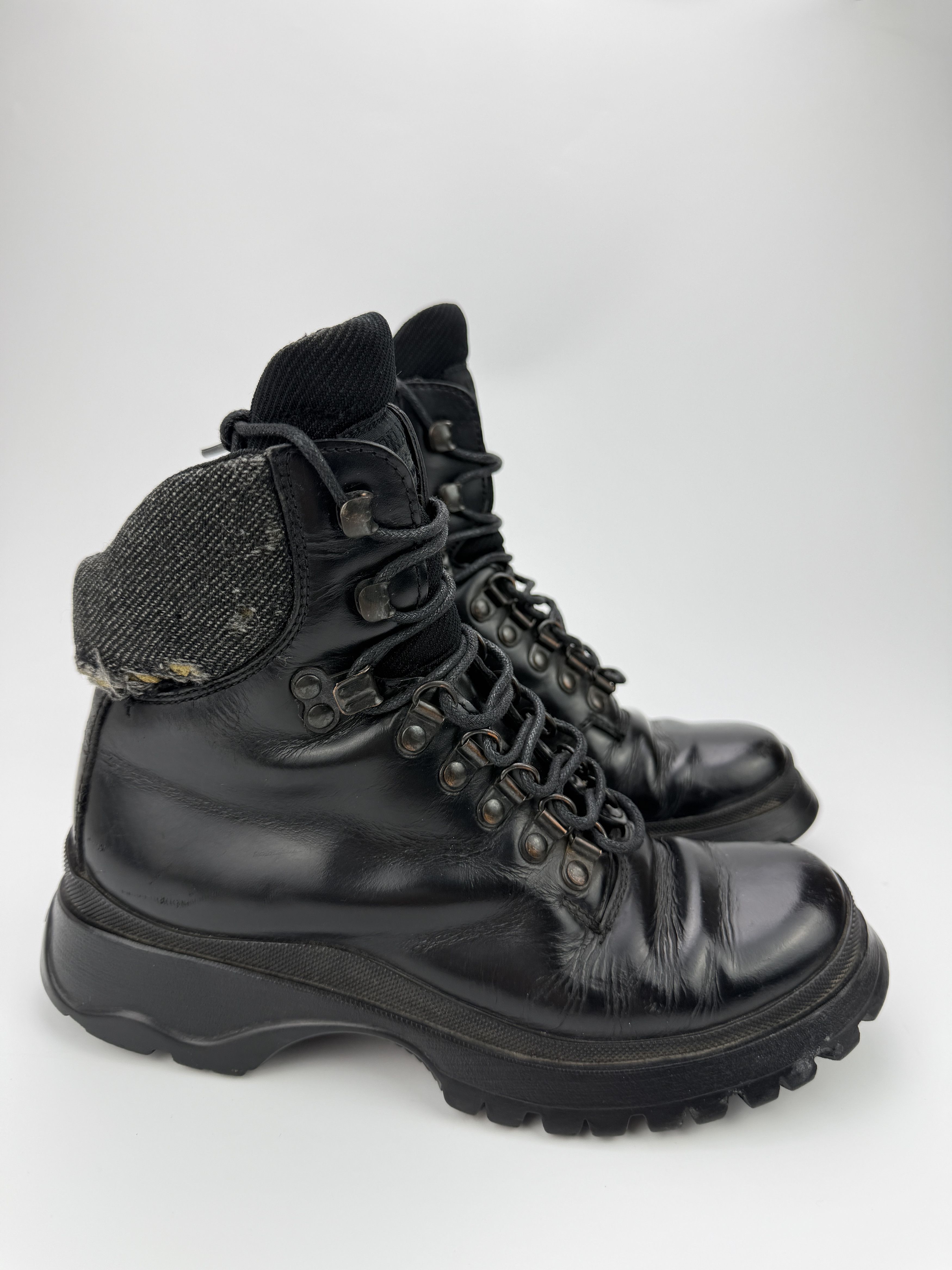Prada Vintage Prada Vibram Heavy Leather Military Ankle Boots Size US 6 / IT 36 - 3 Thumbnail