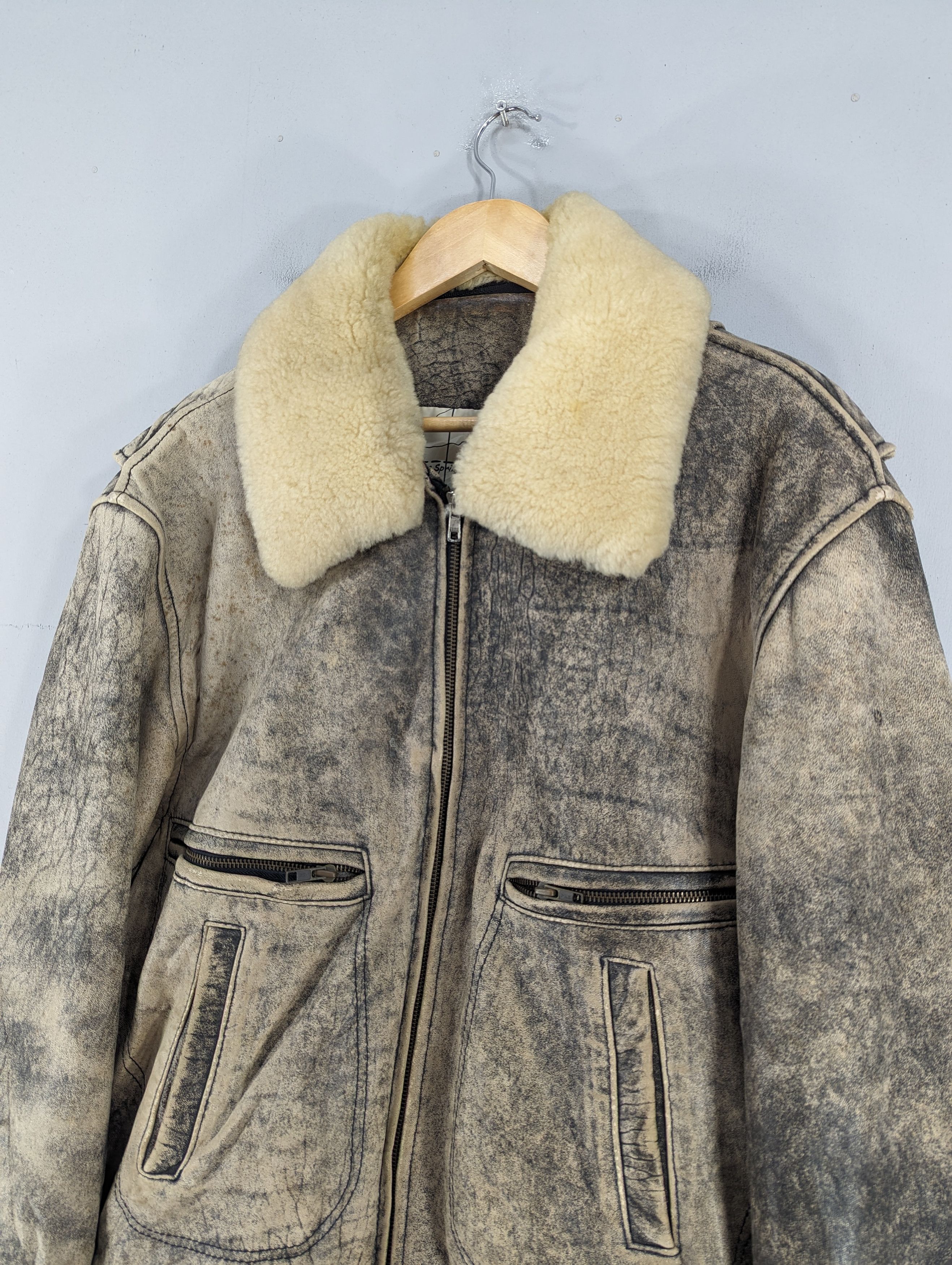 Vintage 🔥Vintage England Soft Leather Distressed Sherpa Jacket Size US L / EU 52-54 / 3 - 5 Thumbnail