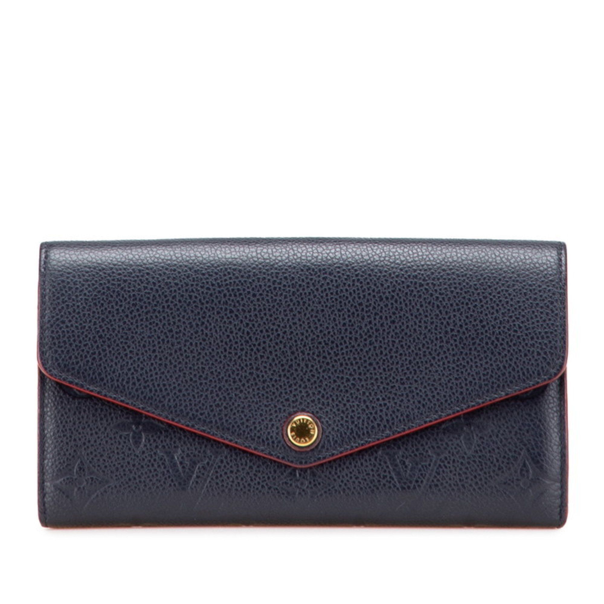 Louis Vuitton Louis Vuitton Monogram Empreinte Portefeuille Emilie Long Wallet M69417 Marine Rouge Navy Leather Women's LOUIS VUITTON Size ONE SIZE - 1 Thumbnail