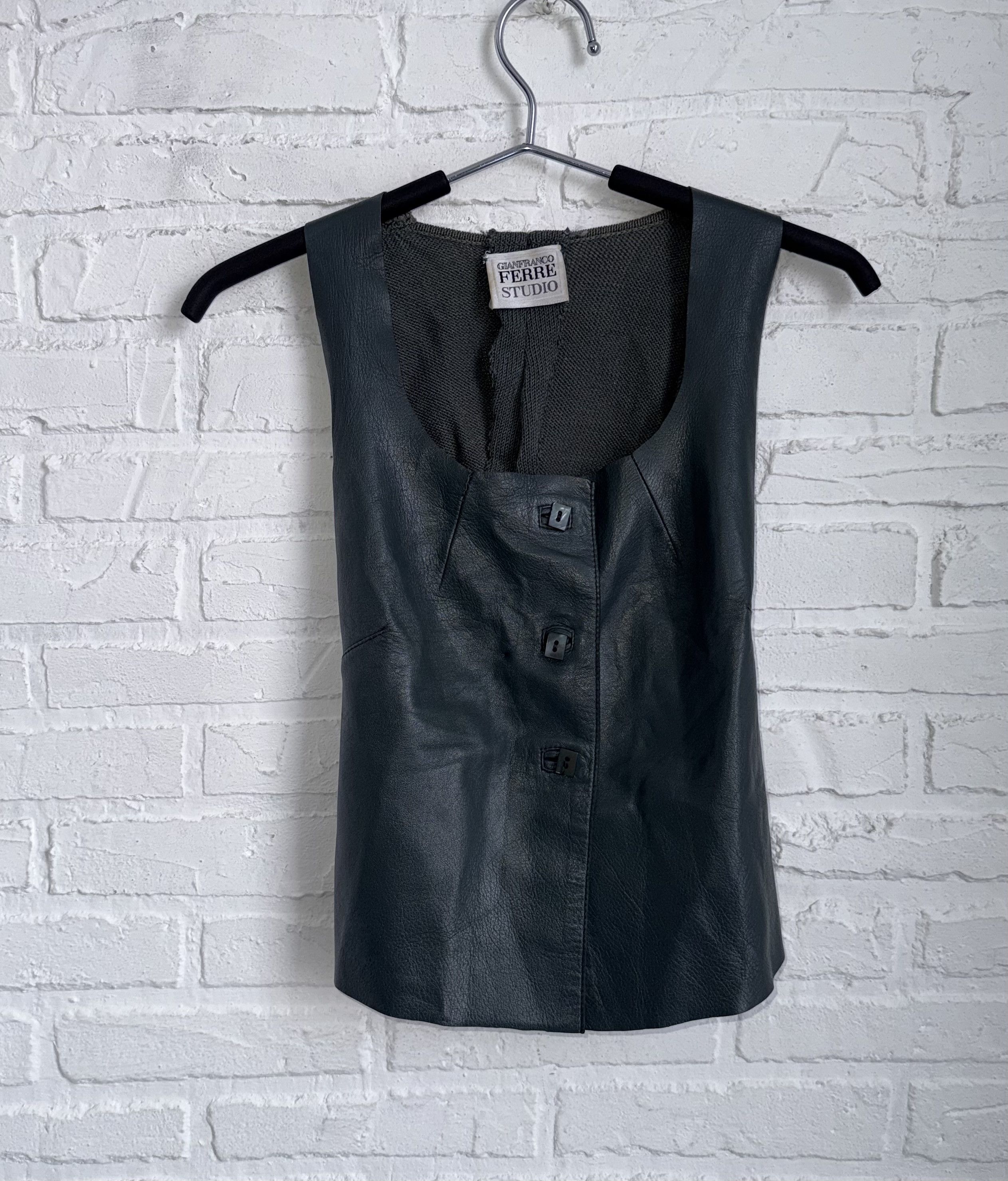 Gianfranco Ferre Archive 90s Gianfranco Ferre Studio leather vest knit back Size S / US 4 / IT 40 - 1 Thumbnail