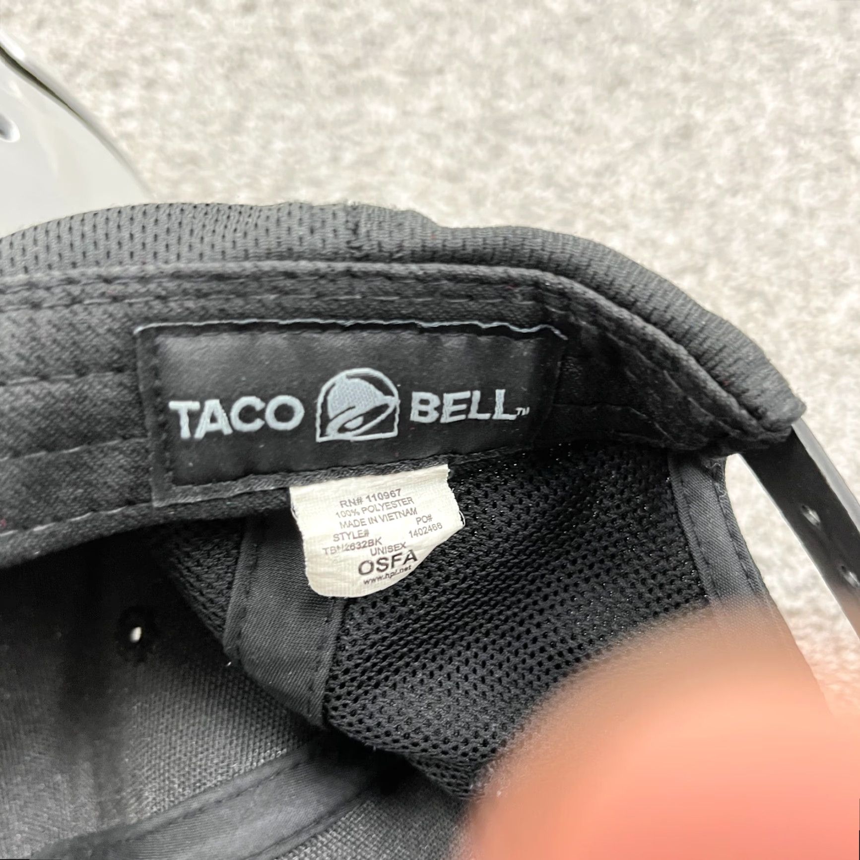Bell Taco Bell Hat Cap Baseball Cap Adjustable Black White Logo Work Employee Uniform Size ONE SIZE - 6 Thumbnail