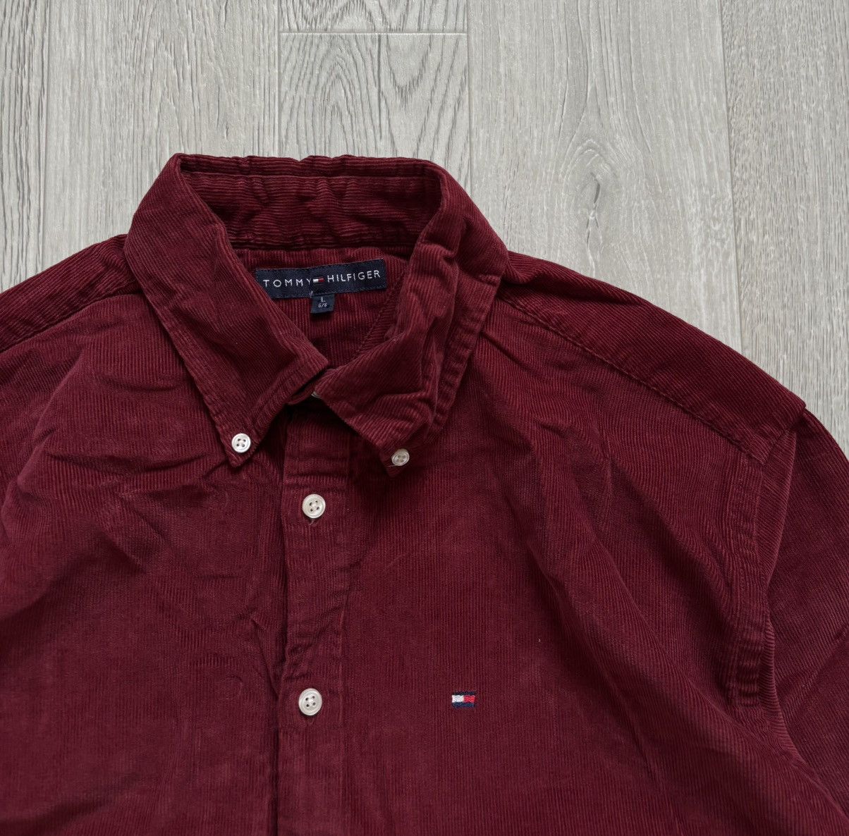 Tommy Hilfiger × Vintage Plaid Shirt Tommy Hilfiger Corduroy Button Up Size US L / EU 52-54 / 3 - 2 Thumbnail