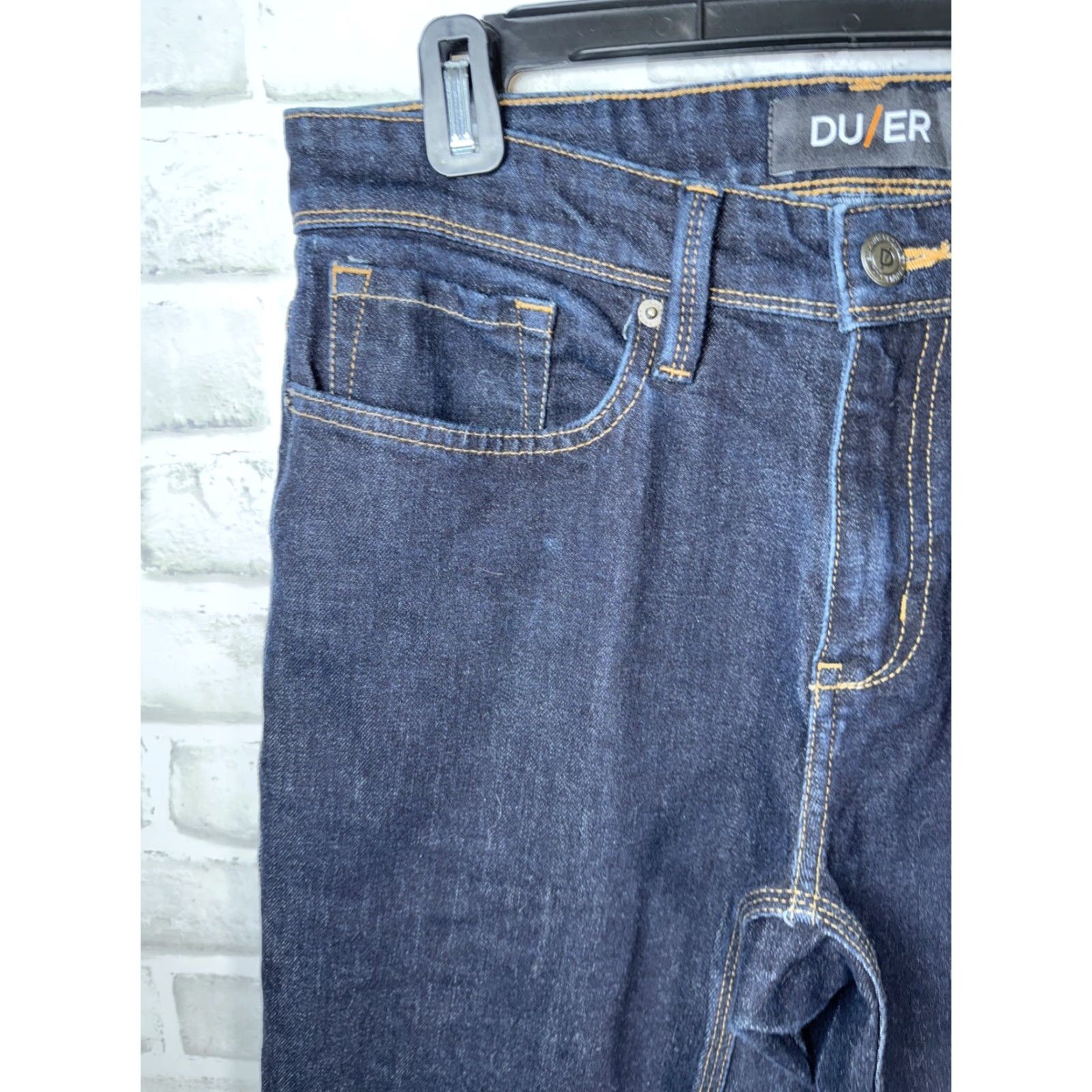 Vintage **DU/ER Jeans Mens Blue Solid Stretch Straight Leg 30 X 32** User: **DU/ER Jeans Mens Blue Solid Stretch Straight Leg 30 X 32** Size US 30 / EU 46 - 7 Thumbnail