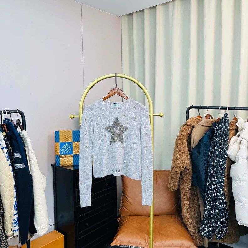 Dior Dior Gray star cashmere sweater Size XXS / US 00 / IT 34 - 1 Thumbnail
