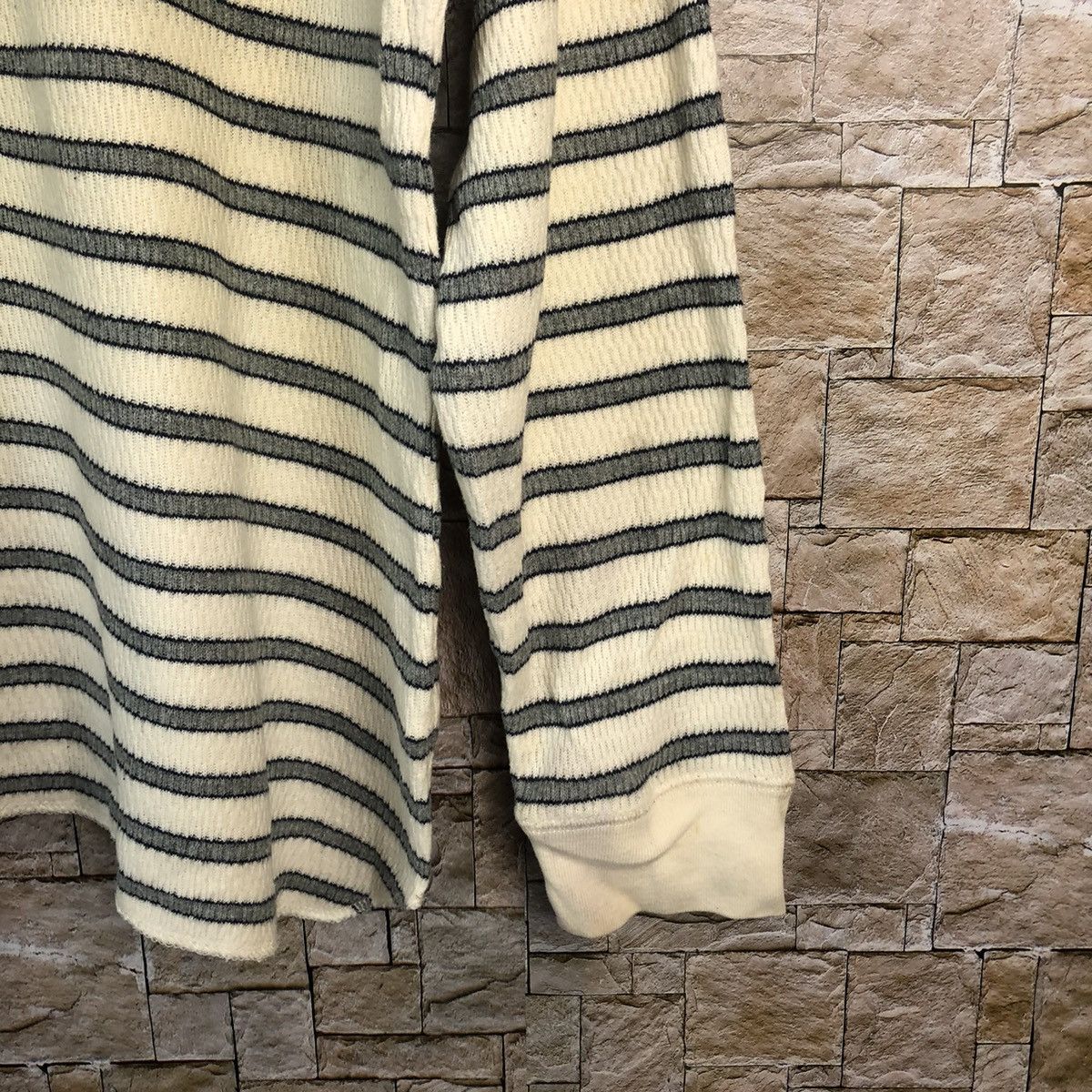 Homespun Knitwear × Japanese Brand × OVER THE STRiPES Relume black White Stripe Knitwear like kurt cobain #A931 Size US M / EU 48-50 / 2 - 8 Thumbnail