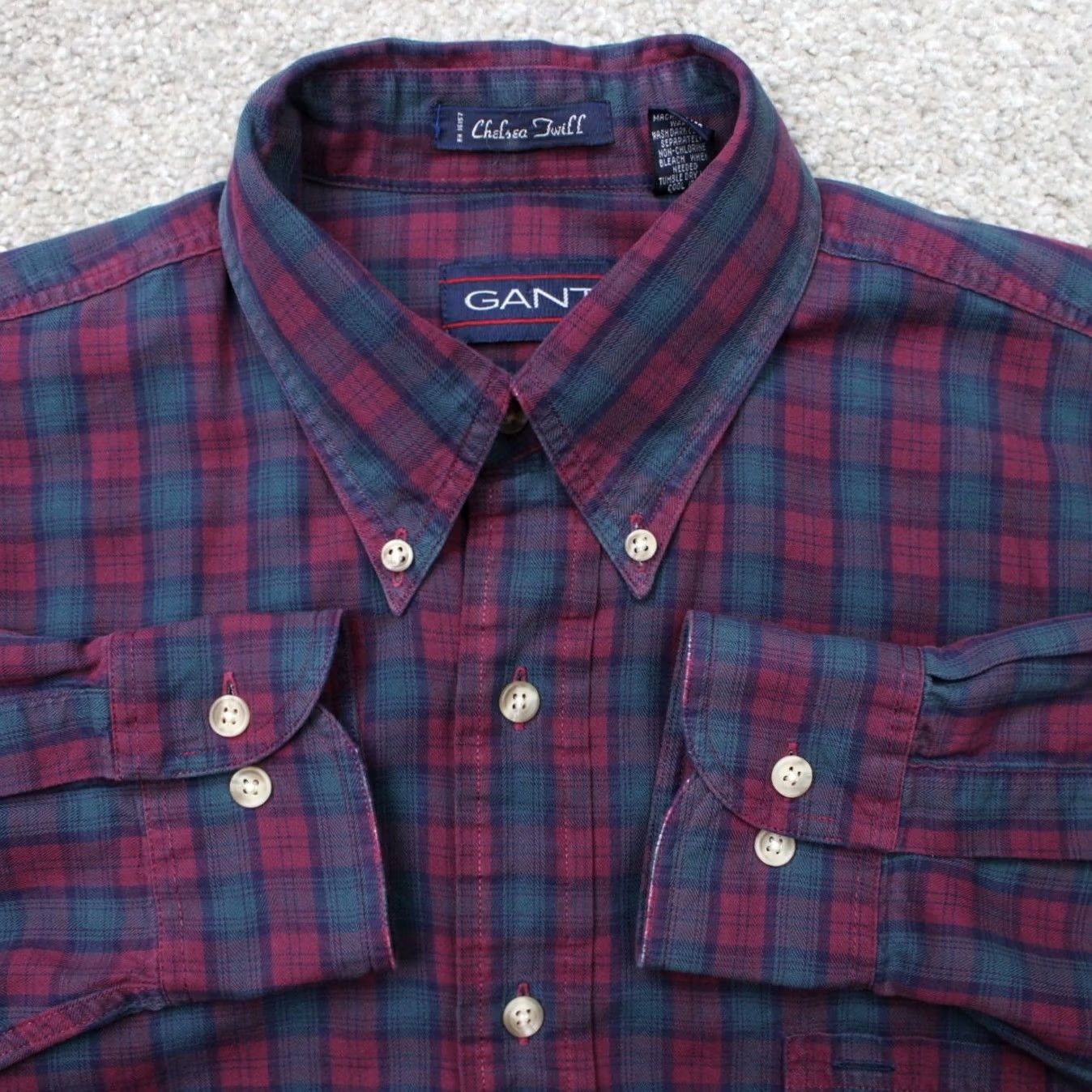 Gant GANT Shirt Mens Medium Blue/Purple Chelsea Twill 100% Cotton Long Sleeve Button-Up Shirt Size US M / EU 48-50 / 2 - 2 Thumbnail