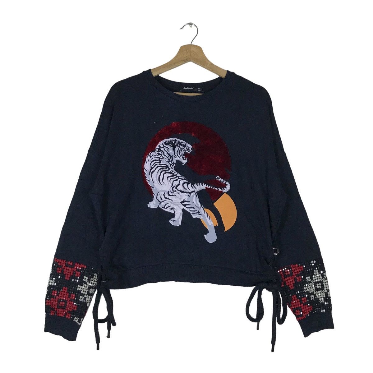 Desigual Vintage Desigual Tiger Graphic Side Strings Pullover Jumper Size M / US 6-8 / IT 42-44 - 1 Thumbnail