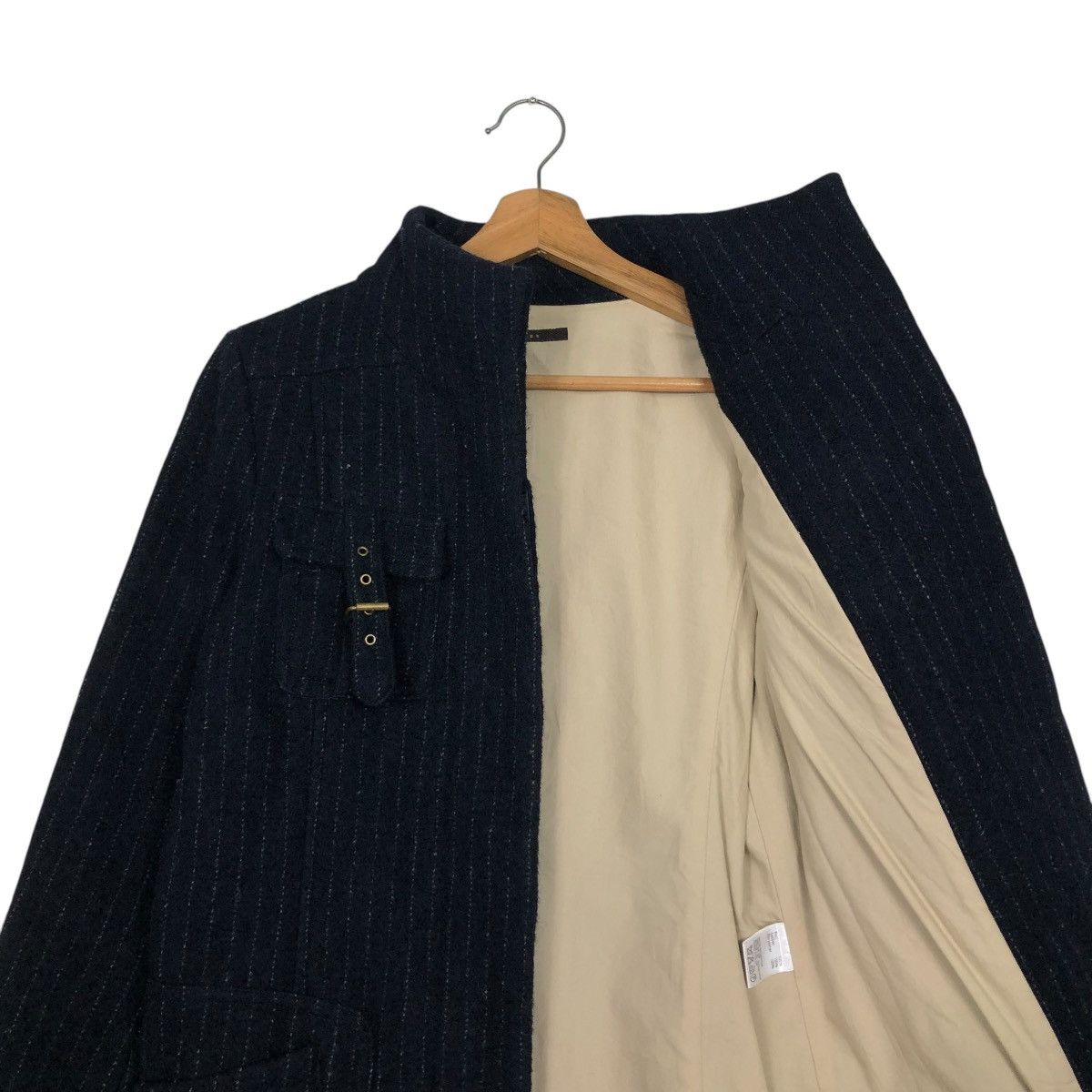 Japanese Brand 🔥VINTAGE BIKER JACKET STRIPED HICKORY MATIERES ISSEY MIYAKE Size US S / EU 44-46 / 1 - 14 Thumbnail
