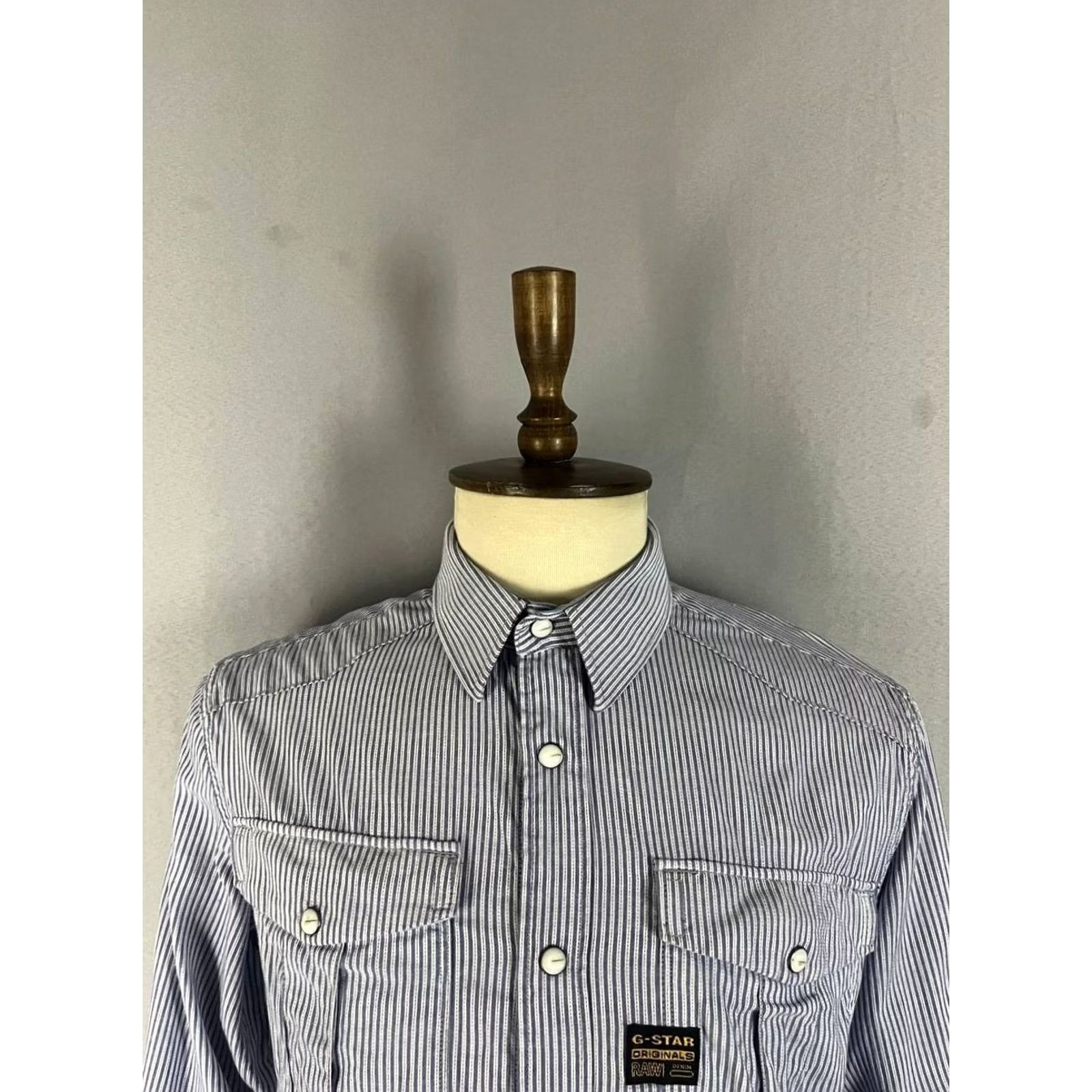 G-Star VINTAGE G-Star Shirt Mens L Blue White Raw Casual Size Striped Long Sleeve Size US L / EU 52-54 / 3 - 4 Thumbnail