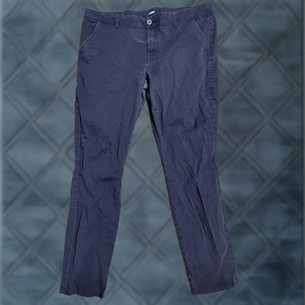 Vintage Aéropostale Women's Skinny Stretch Chino Pants Size 16 Long Navy Blue Casual 97% Cotton Size 38" / US 16 / IT 52 - 1 Thumbnail