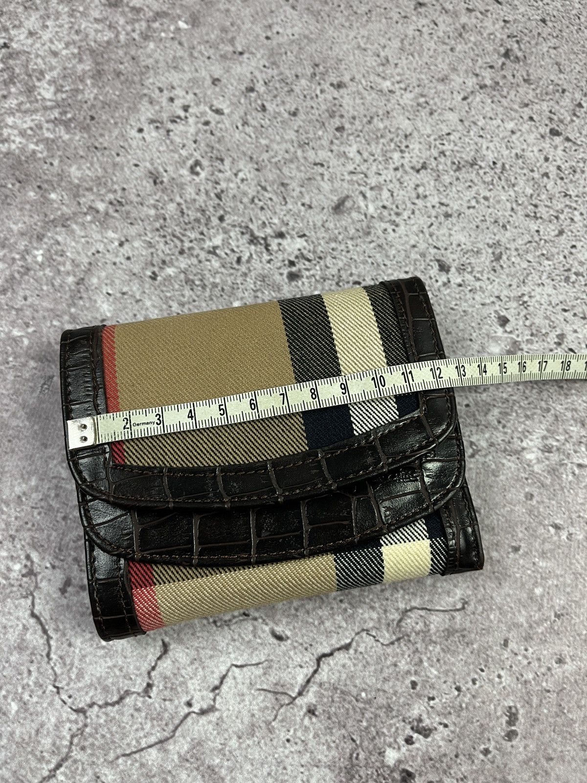 Burberry Nova Check Trifold Wallet Brown Croc Embossed Leather Size ONE SIZE - 14 Thumbnail