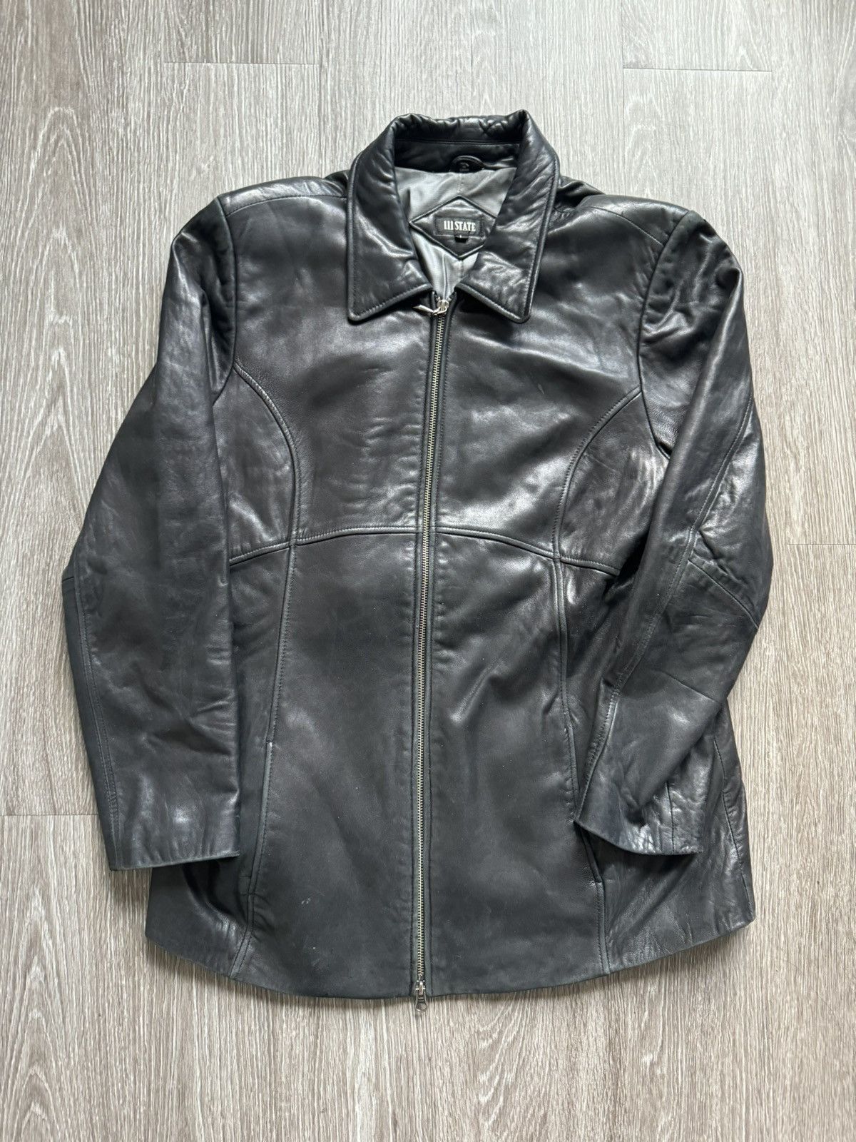 Genuine Leather Vintage 111 State Leather Jacket Size US L / EU 52-54 / 3 - 1 Thumbnail
