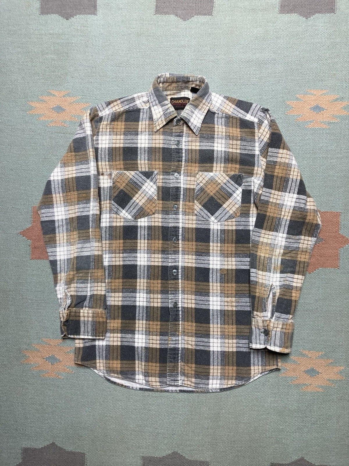 Vintage 80s flannel shirt brushed cotton plaid paint stained small Size US S / EU 44-46 / 1 - 1 Thumbnail