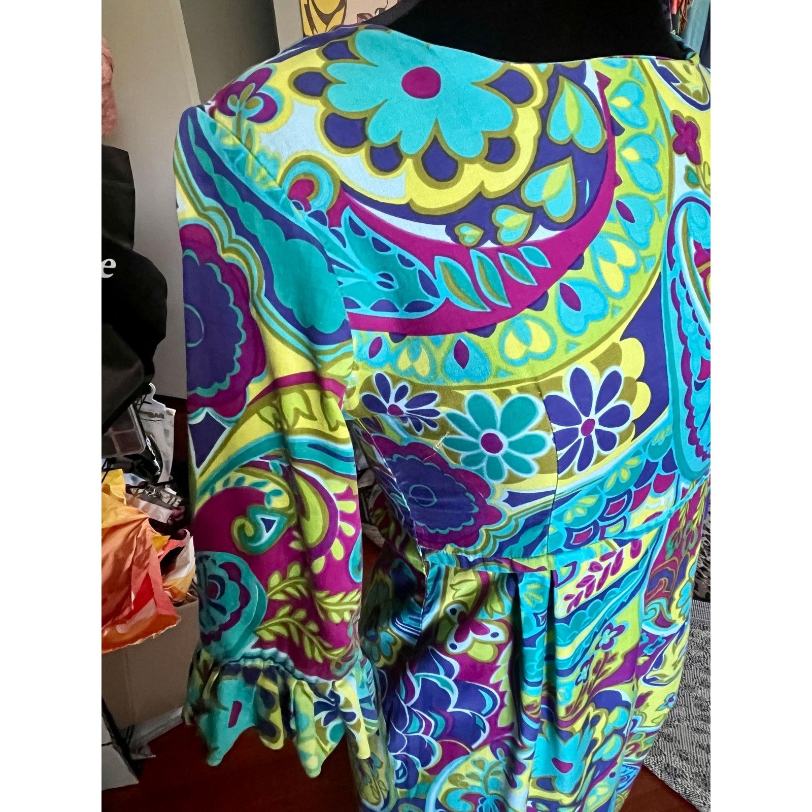 Vintage Vintage 60’s Blue Green Psychedelic Groovy Dress XS Small Size S / US 4 / IT 40 - 5 Thumbnail