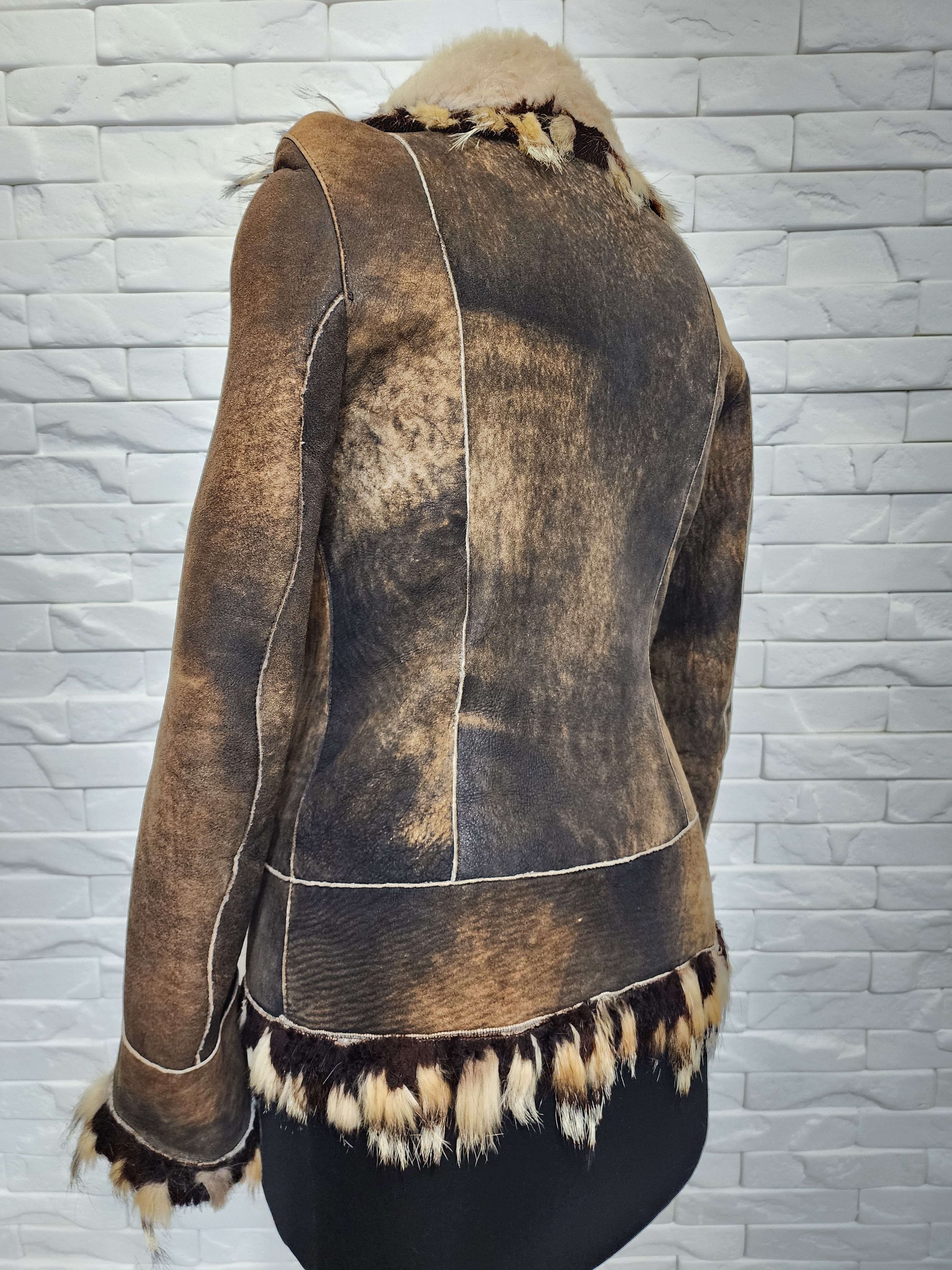 Genuine Leather Brown Sheepskin Coat: Women's Genuine Fur, Multi-Fur Collar Size M / US 6-8 / IT 42-44 - 6 Thumbnail