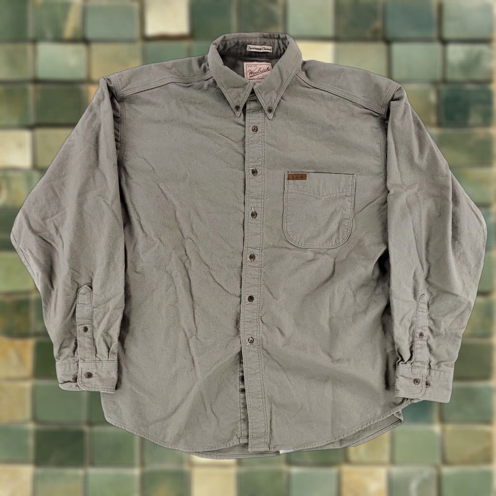 Vintage VINTAGE Woolrich Sportsman Chamois Button Up Shirt Long Sleeve Made USA Mens XL Gray 90s Size US XL / EU 56 / 4 - 1 Thumbnail