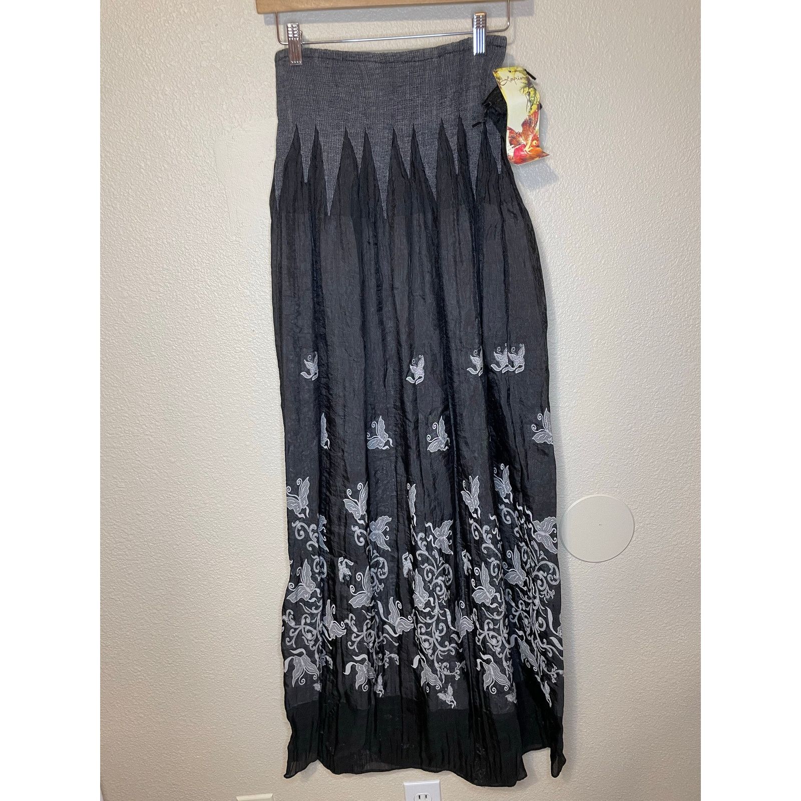 Other NWT Lapis Boho Black Floral Butterfly Midi Dress/ Skirt OS Size ONE SIZE - 1 Thumbnail