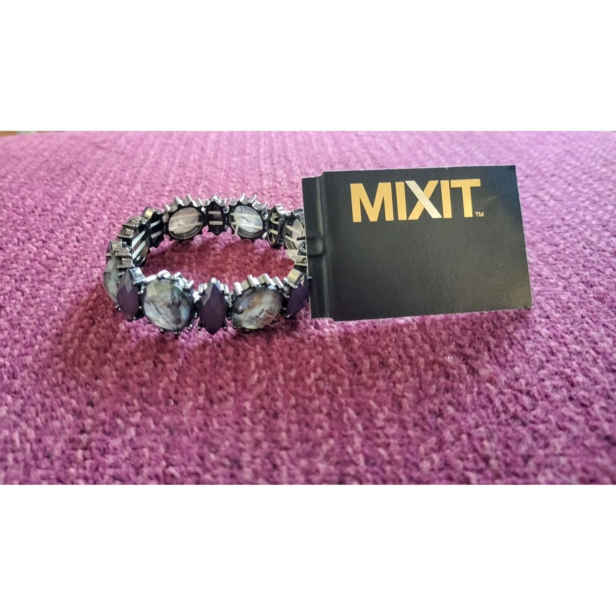 Other Mixit Stretch Bracelet Purple Silver Beads One Size Jewelry Size ONE SIZE - 6 Thumbnail