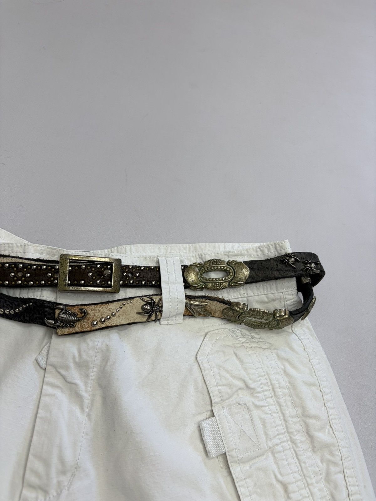 If Six Was Nine Vintage Studded Leather Tribal Belt Y2K Punk Grunge Rockstar Size 34 - 3 Thumbnail