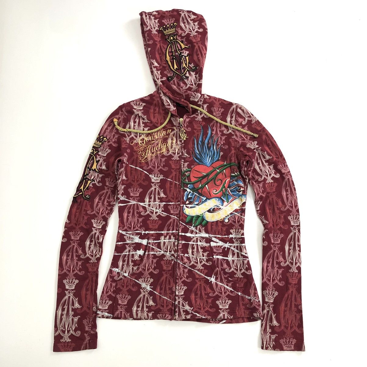 Christian Audigier Vintage Ed Hardy Christian Audigier Heart Tattoo Zip Hoodie Size S / US 4 / IT 40 - 1 Thumbnail