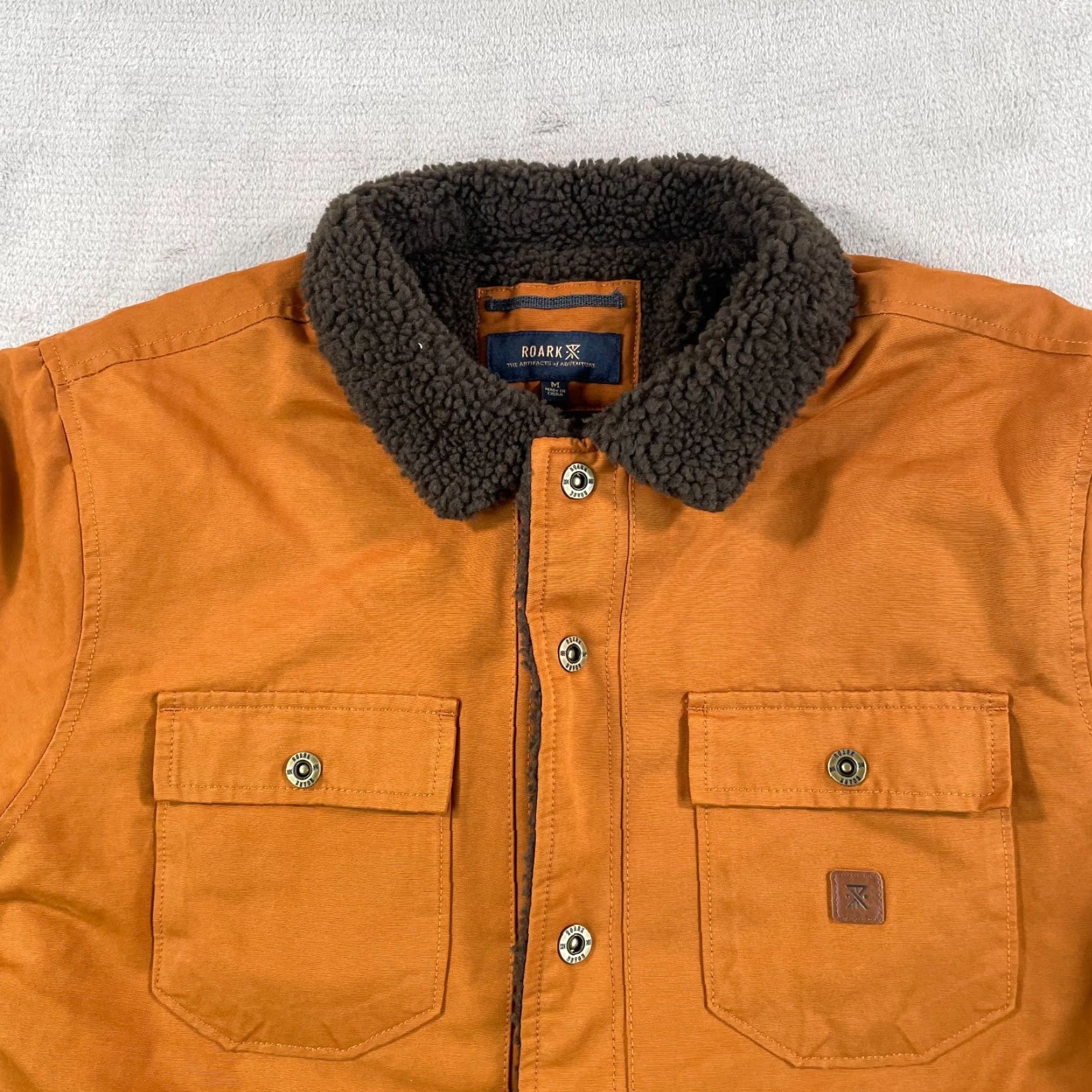 Roark Roark Hebrides Jacket Medium M Brown Cotton Blend Lined High Pile Fleece Snap Buttons NWT Mens Military Jacket Pockets Winter Fall Spring Size US M / EU 48-50 / 2 - 4 Thumbnail