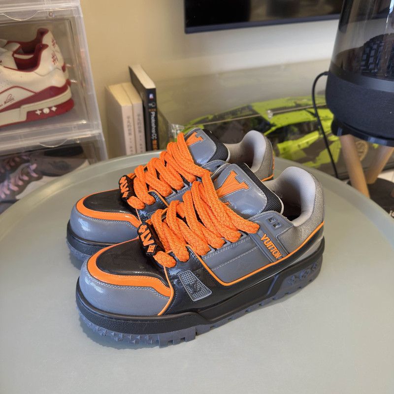 Louis Vuitton Trainer Maxi Sneakers in Gray Orange 0079