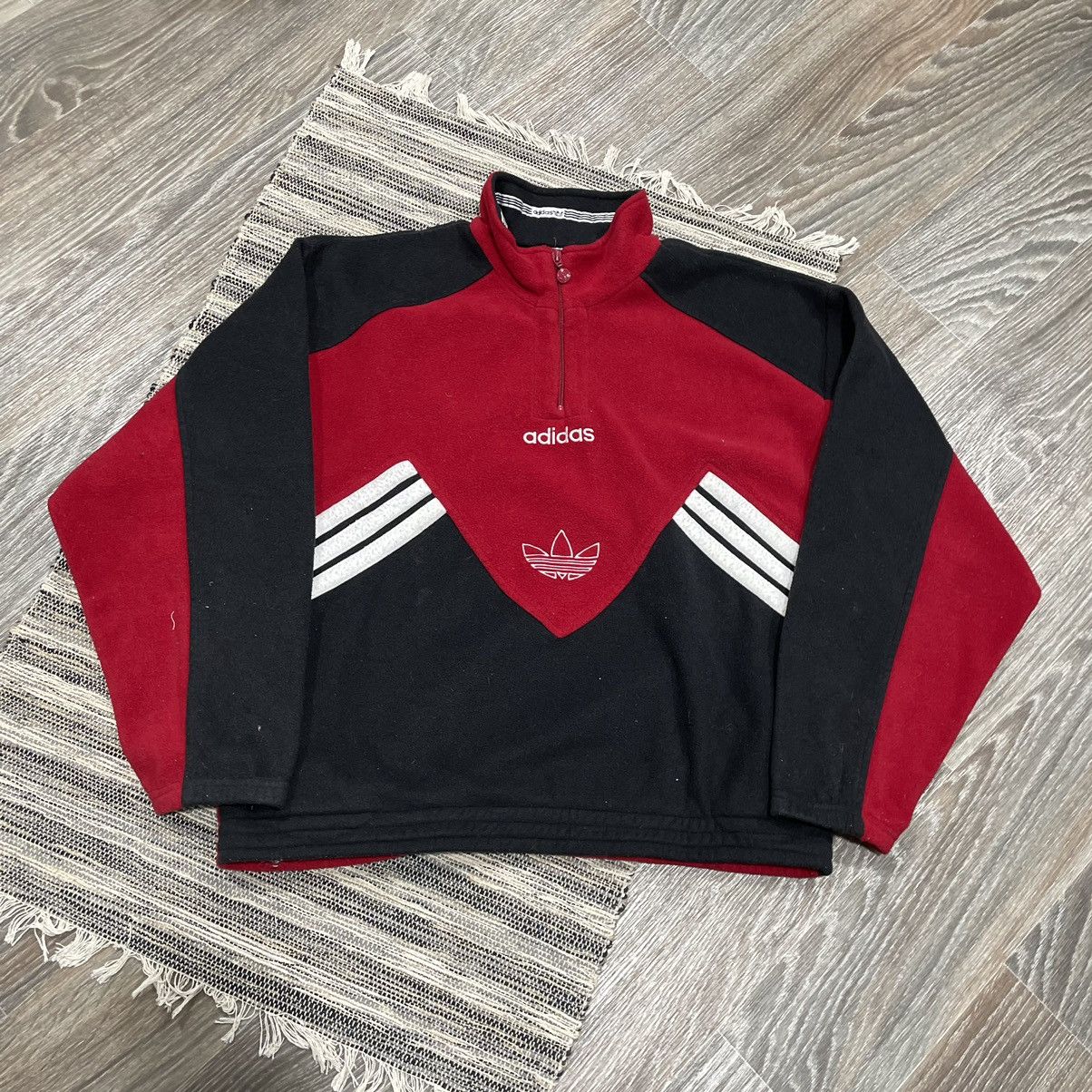 image of Adidas 90's Retro Fleece Sherpa Teddy Olympic Jacket Sweatshi in Red, Men's (Size XL)
