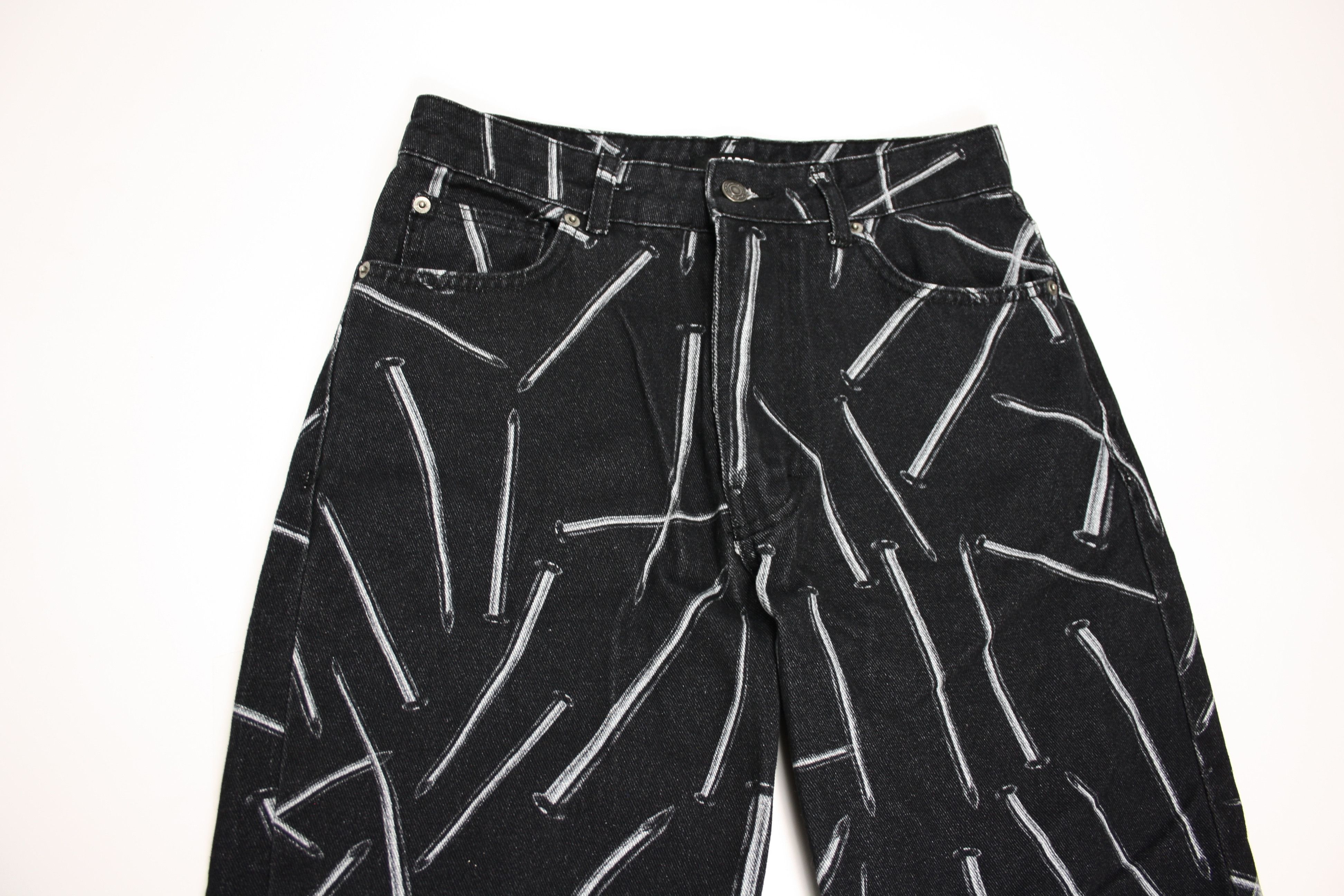 Jaded London NWT Jaded London Nail Print Relaxed Straight Fit Jeans Size US 29 - 5 Thumbnail