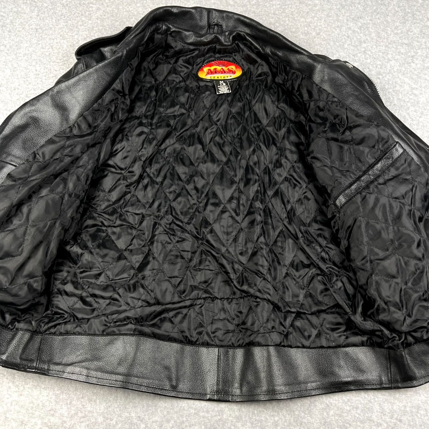 Vintage VINTAGE MAS Leather Motocycle Biker Jacket Belted Medium Mens Black Pockets Size US M / EU 48-50 / 2 - 3 Thumbnail