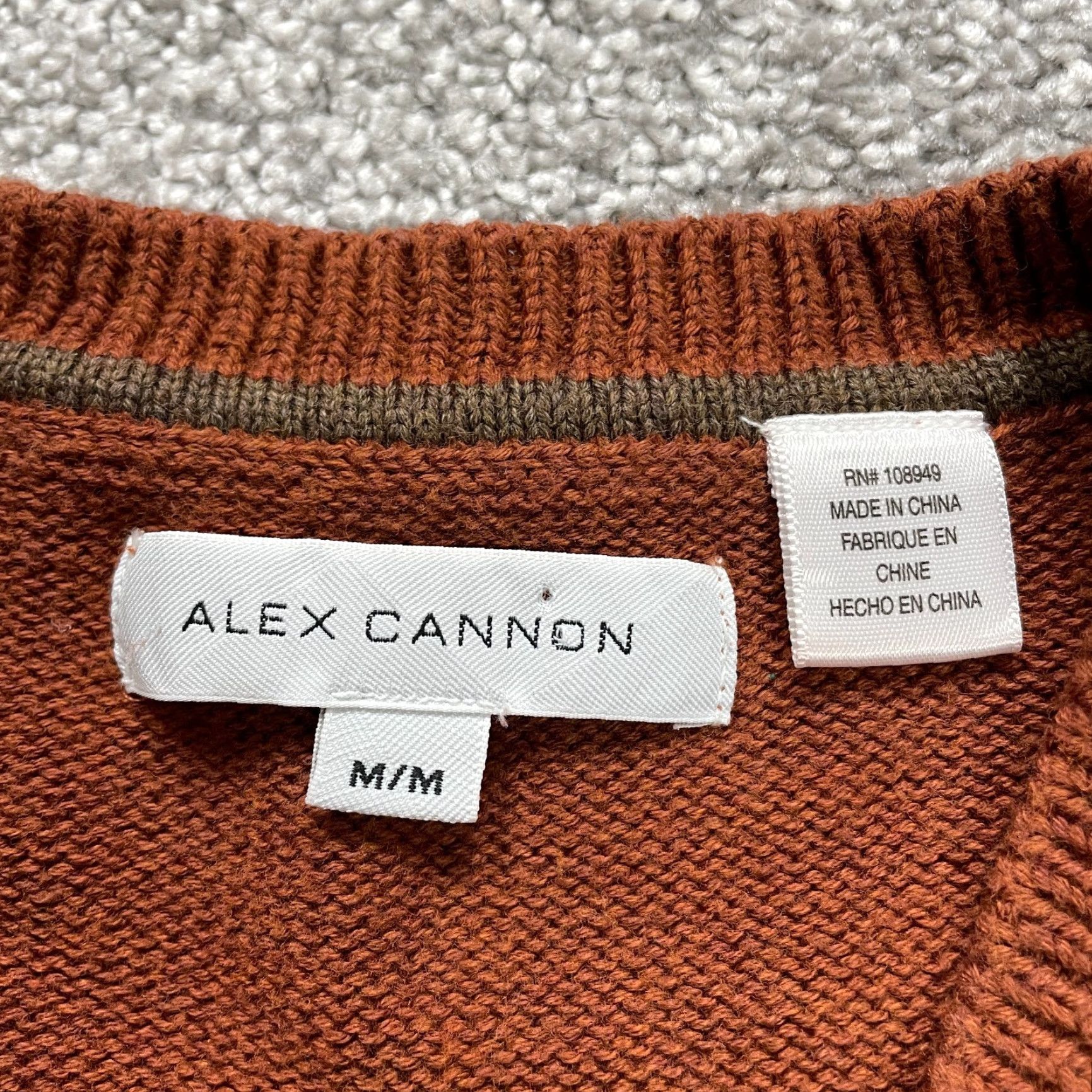Canon Alex Cannon Sweater Men's Brown Knit V-Neck Pullover M Cotton Blend Breathable Lightweight Classic Outdoor Regular Fit Size US M / EU 48-50 / 2 - 4 Thumbnail