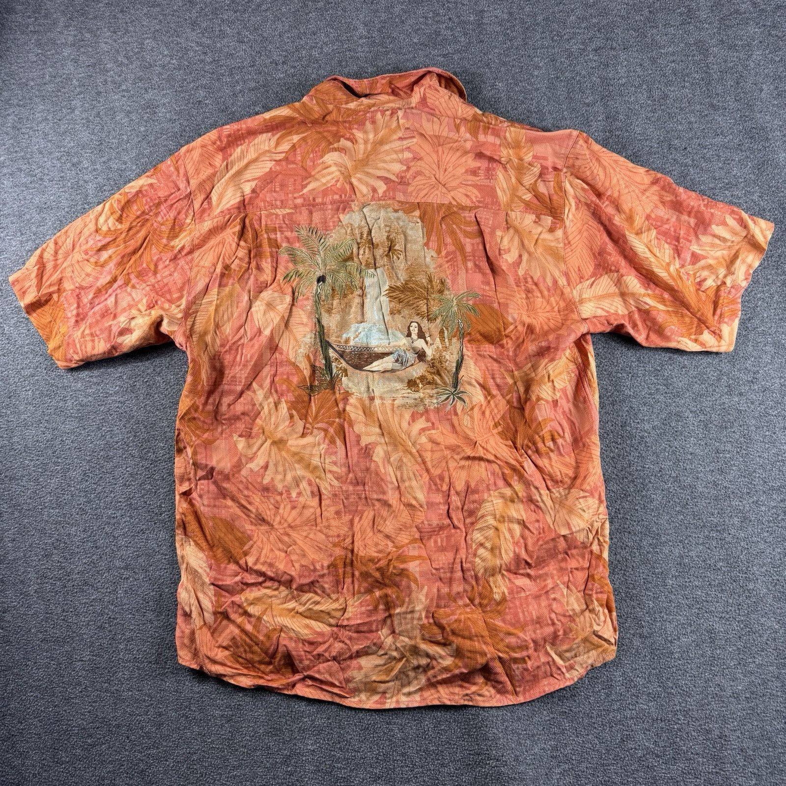 Tommy Bahama Vintage Hawaiian Shirt Men’s Sz L Orange with Hammock Scene Size US L / EU 52-54 / 3 - 7 Thumbnail
