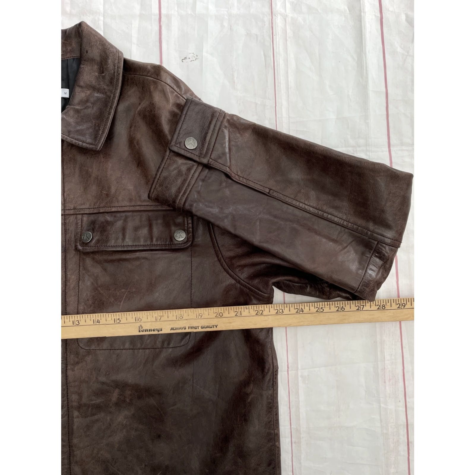 Calvin Klein VINTAGE Calvin Klein Brown Leather Chore Jacket Bomber Motorcycle Men’s Medium Size US M / EU 48-50 / 2 - 3 Thumbnail