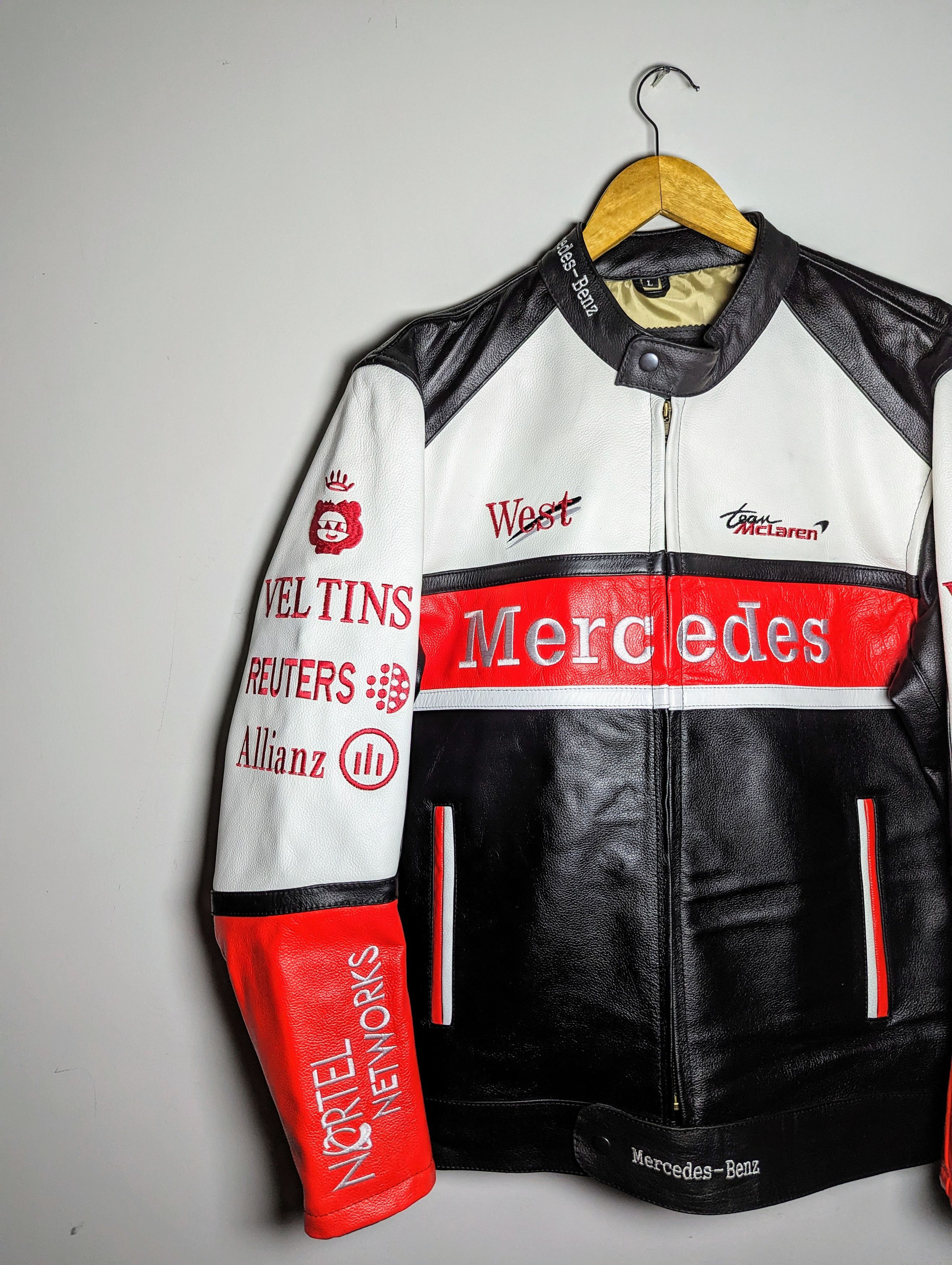 Vintage Mercedes Benz Leather Jacket Rare Streetwear Racing Size US XXL / EU 58 / 5 - 3 Thumbnail