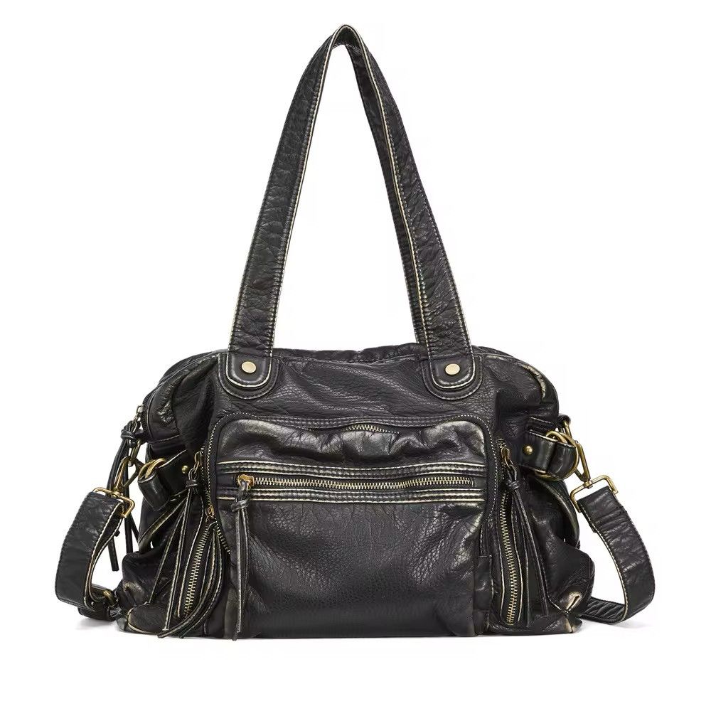 Vintage Vintage PU Leather Multi-pockets Shoulder Bag Size ONE SIZE - 3 Thumbnail