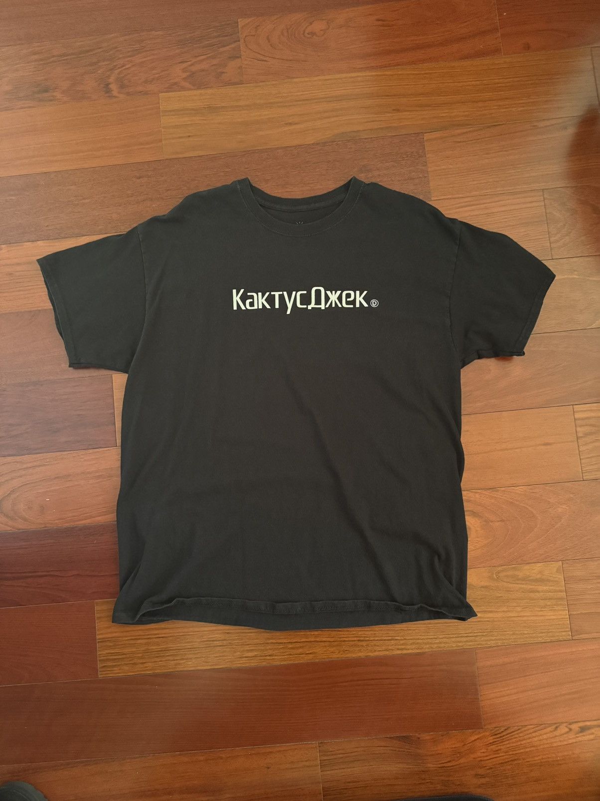 Travis Scott Cactus Jack Russian Logo Black T-Shirt