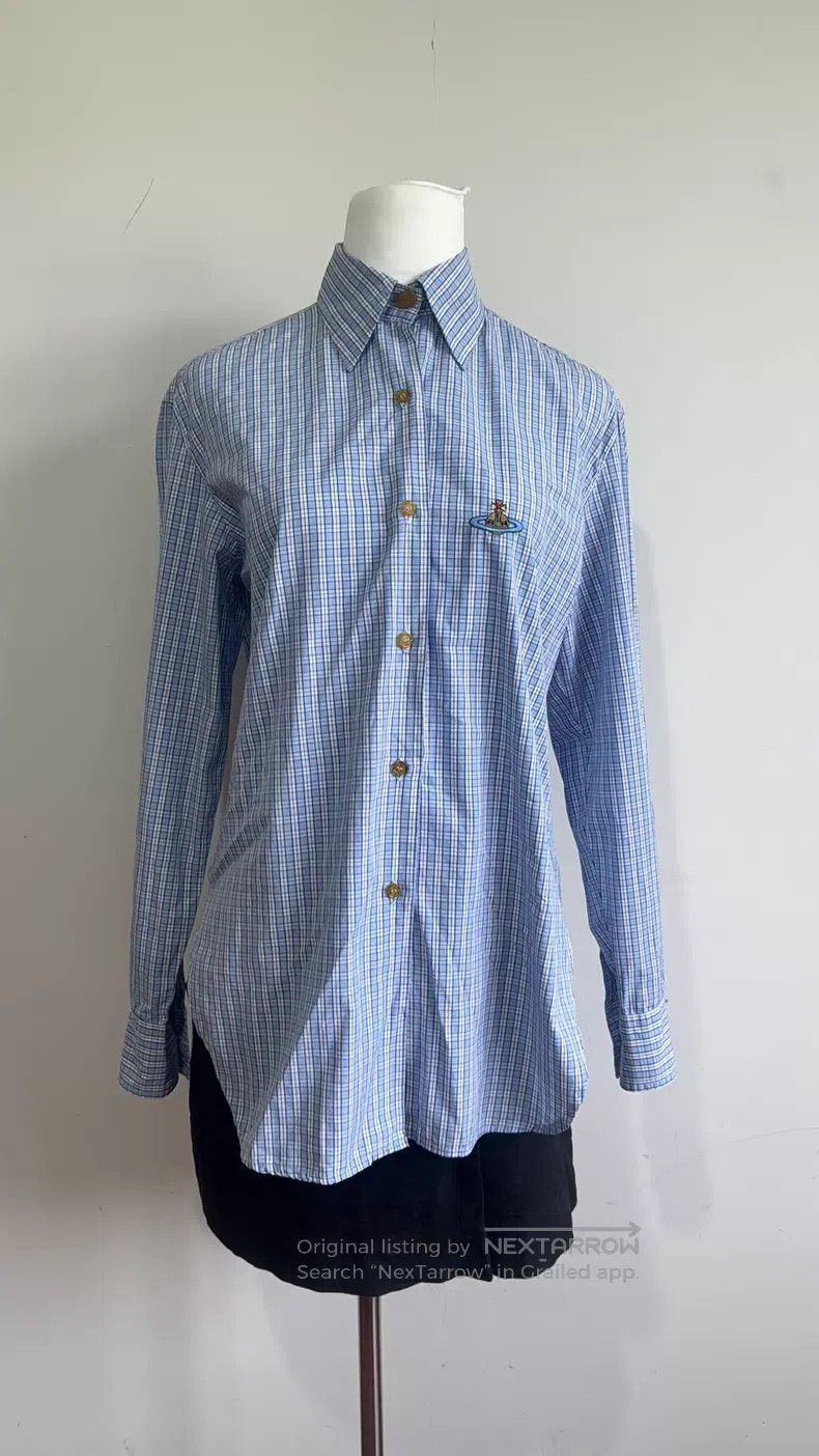 Vivienne Westwood Vivienne Westwood 90s Blue and White Plaid Shirt Size M / US 6-8 / IT 42-44 - 6 Thumbnail