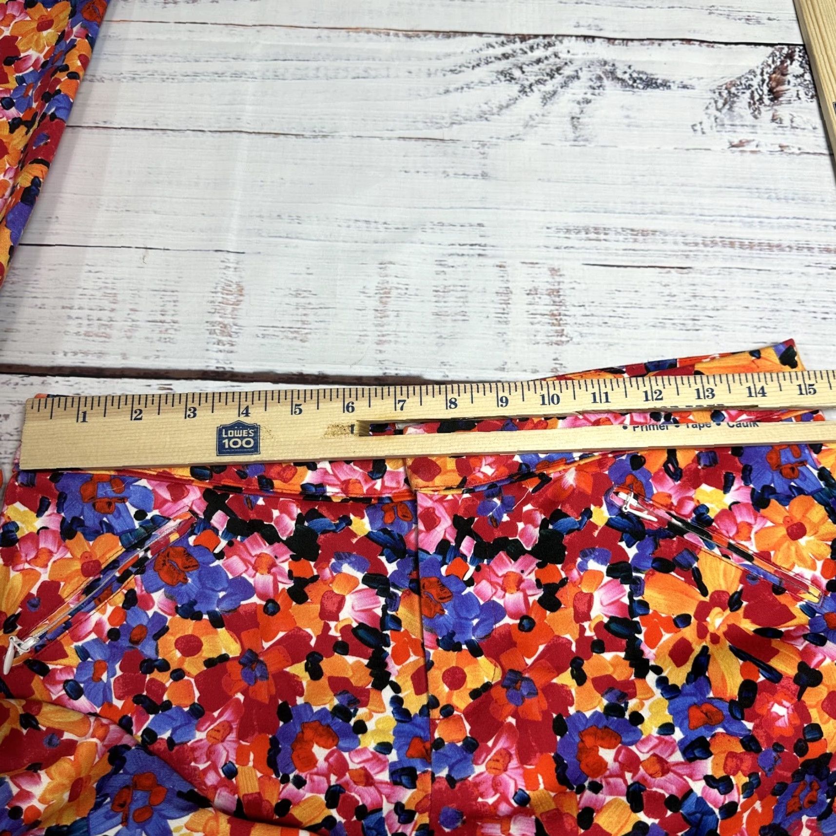 Vintage Tyler Boe Women's Floral Pants Straight Leg Casual Party Sz 4 Red Orange Cotton Blend Inseam 28.5in Womens Size 27" / US 4 / IT 40 - 2 Thumbnail