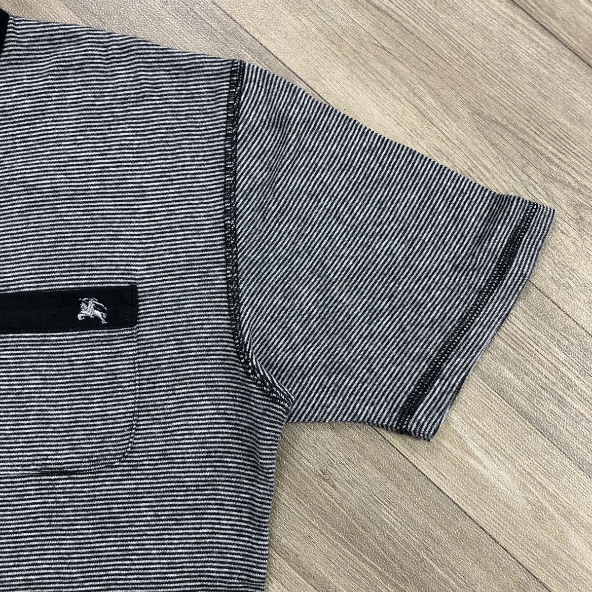 Burberry × Designer × Vintage Vintage Burberry London Black Label Striped Pocket Tee Size M / US 6-8 / IT 42-44 - 7 Thumbnail
