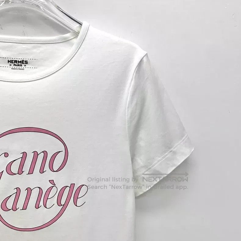 Hermes Hermes White letter printed cotton short-sleeved T-shirt Size S / US 4 / IT 40 - 3 Thumbnail