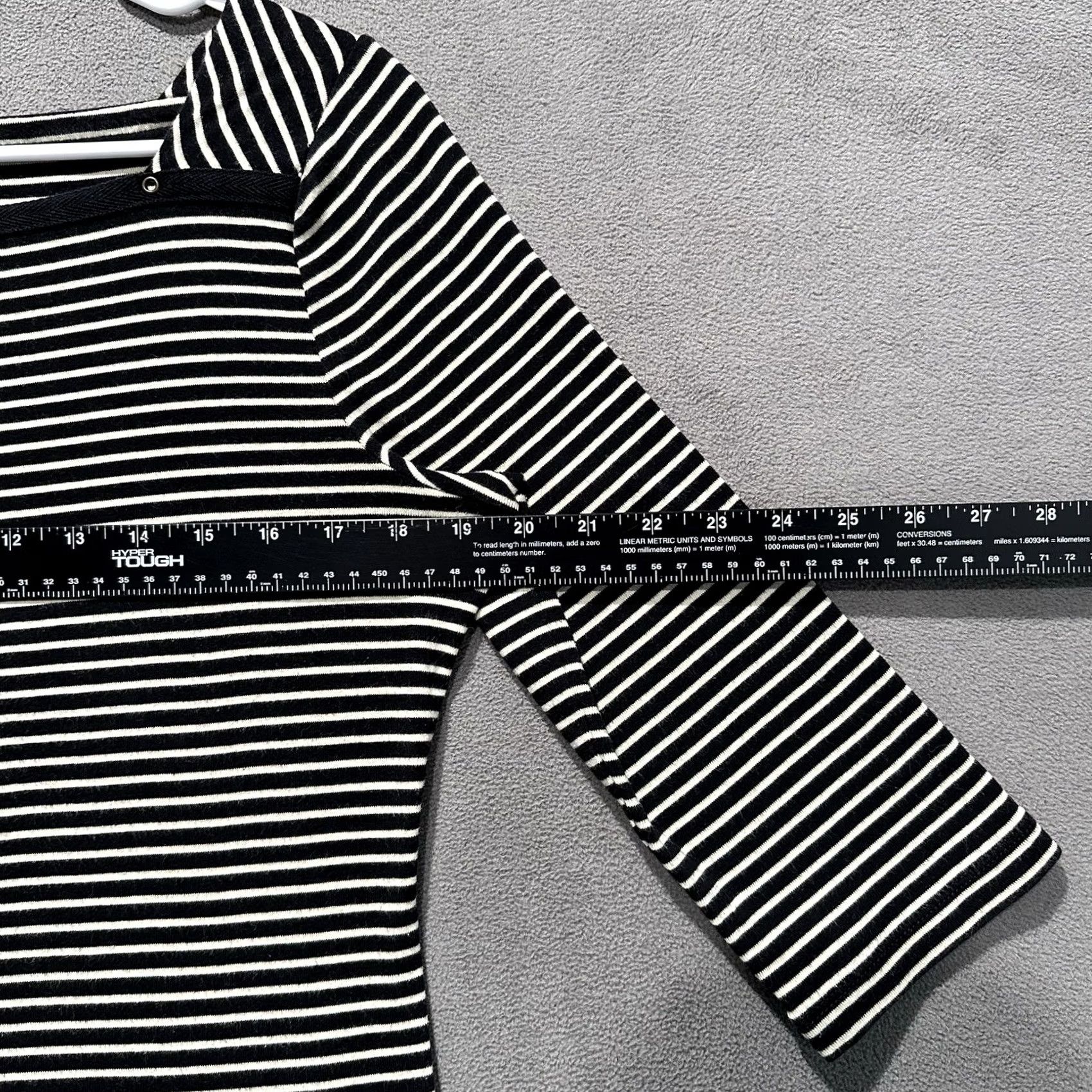 Vintage American Living Shirt Womens Large Black/Ivory Striped Square Neck 3/4 Sleeve Size L / US 10 / IT 46 - 6 Thumbnail