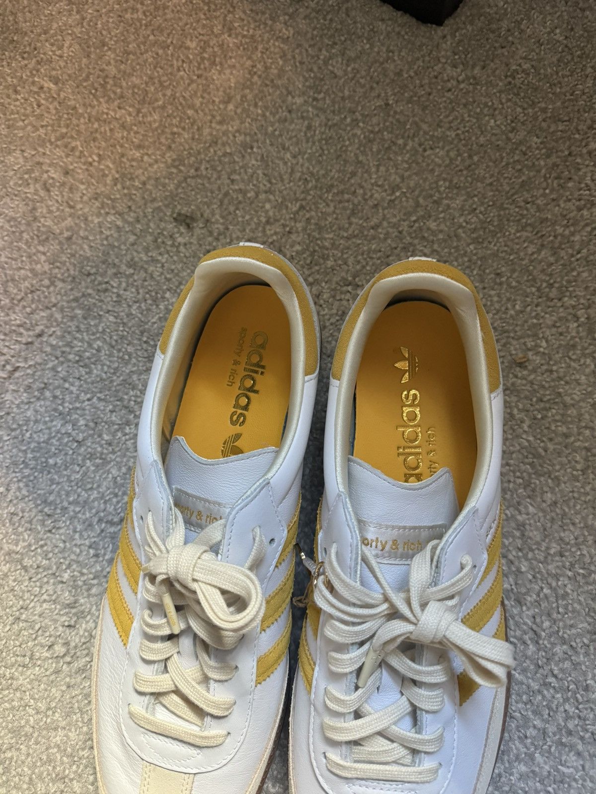 Adidas Samba OG "SPORTY & RICH - White Bold Gold" Size US 12 / EU 45 - 5 Thumbnail