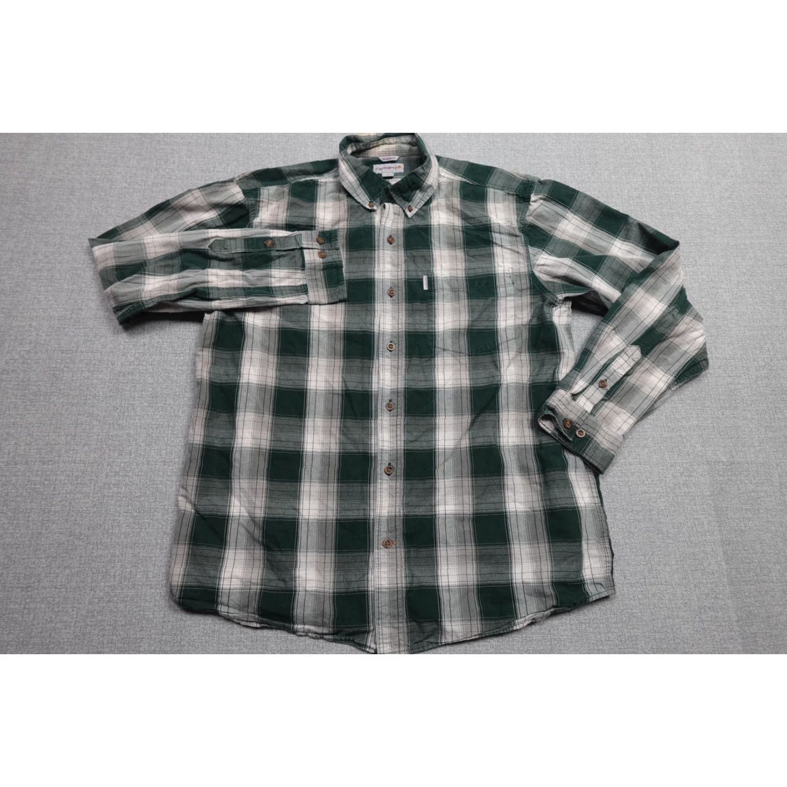 Carhartt VINTAGE Carhartt Button Down Mens Large Green Plaid Relaxed Fit Long Sleeve Flannel Work Size US L / EU 52-54 / 3 - 3 Thumbnail