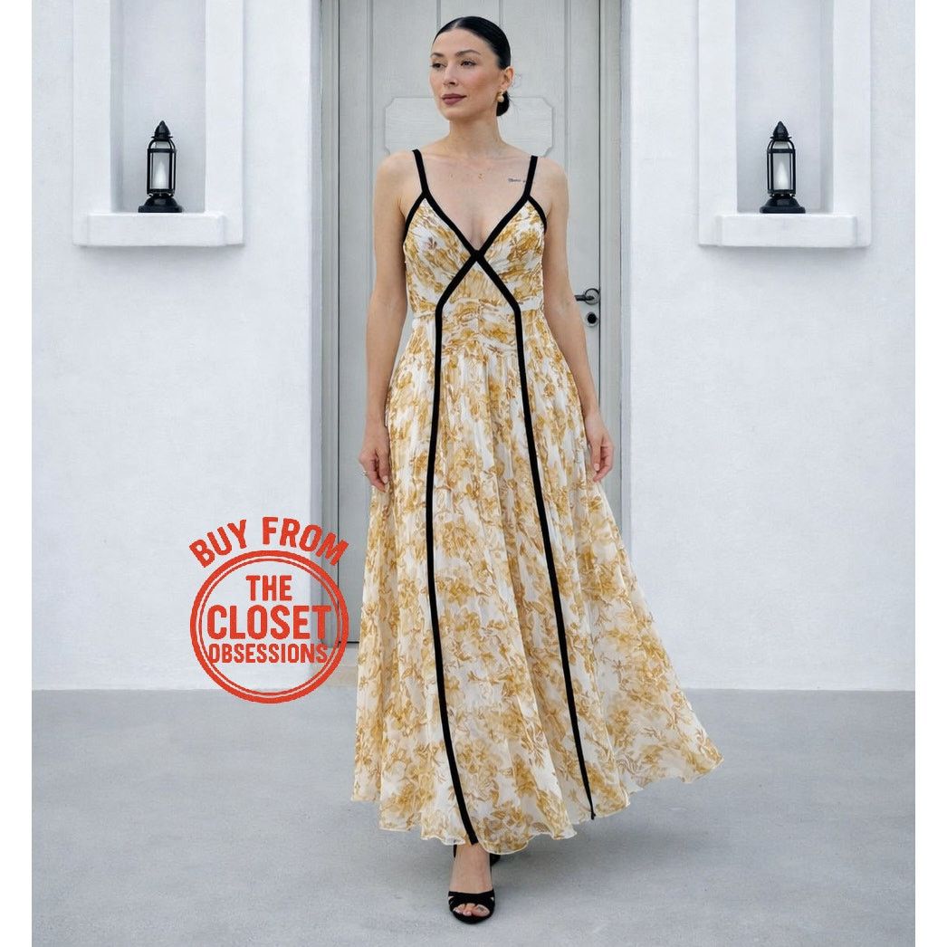 Zara ZARA Printed Yellow Viscose Maxi Dress NWT Size M / US 6-8 / IT 42-44 - 2 Thumbnail