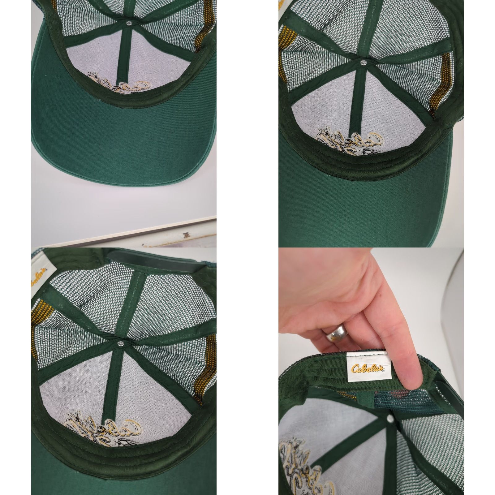 Vintage VINTAGE Cabela's 250 Embroidered Racing Snapback Hat Green Yellow Cap/Trucker Style Mens Adjustable Baseball Cap Size ONE SIZE - 8 Thumbnail