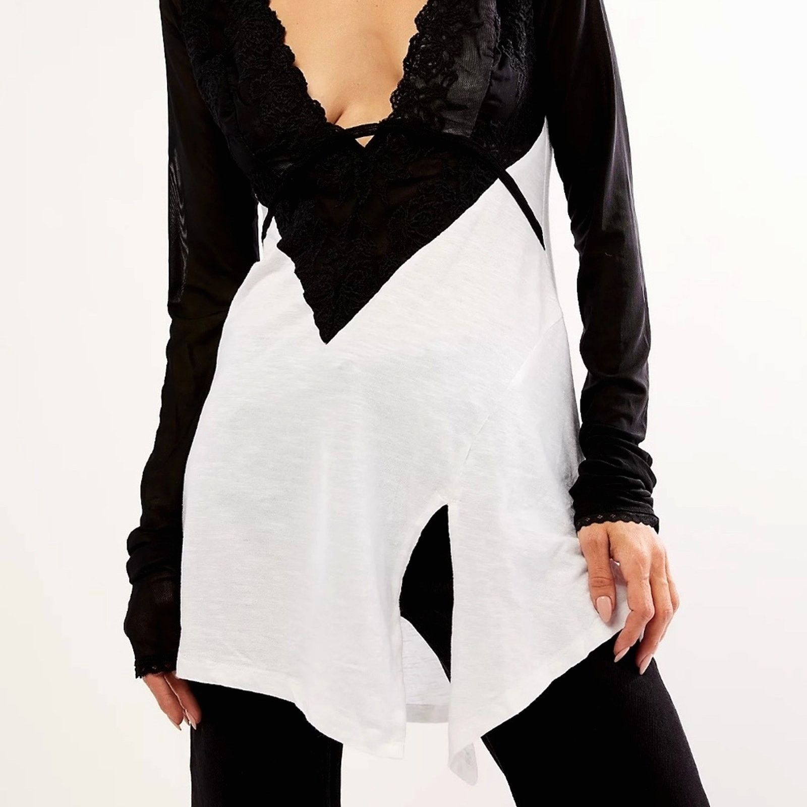 Free People Free People Rendezvous Top Semi Sheer Ivory Combo M Size M / US 6-8 / IT 42-44 - 4 Thumbnail